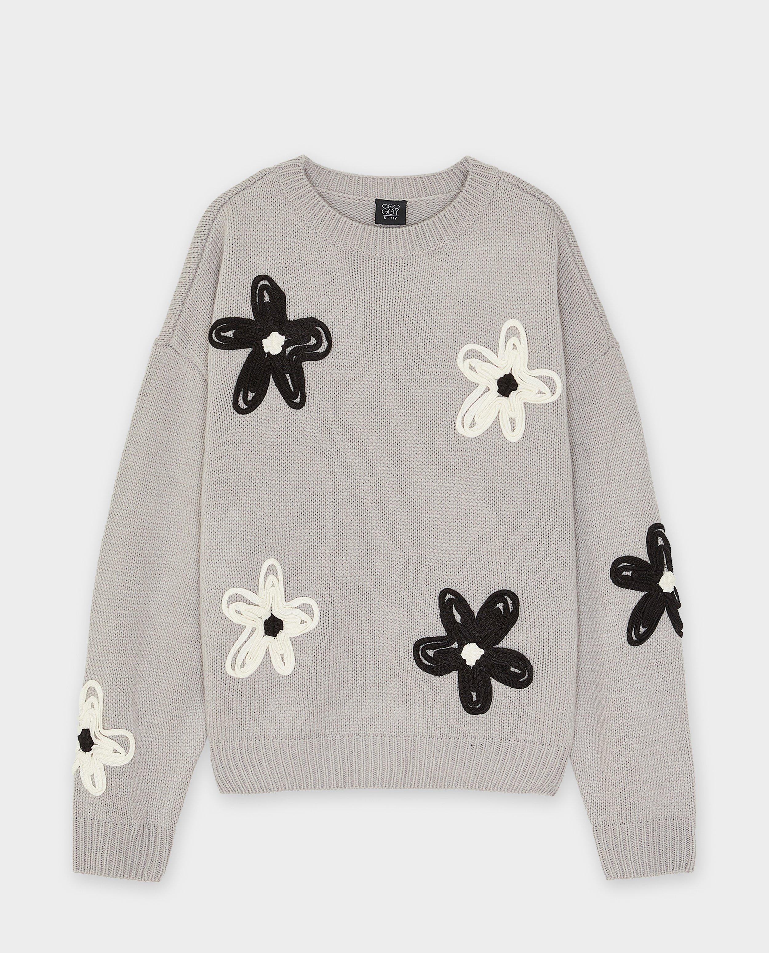 Trui met geborduurde bloemen - Product Detail - grijs - afbeelding nummer 4