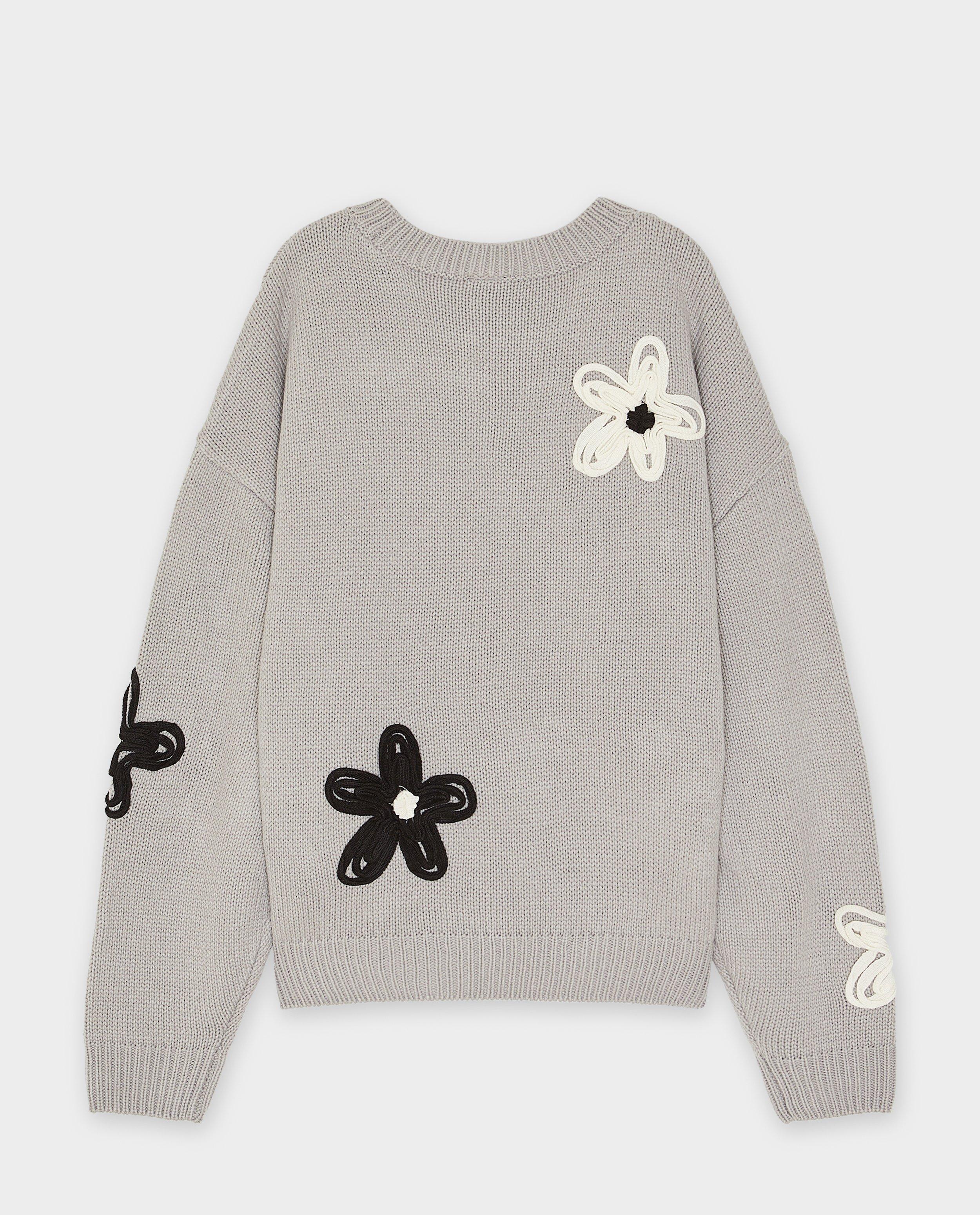 Trui met geborduurde bloemen - Product Detail - grijs - afbeelding nummer 5