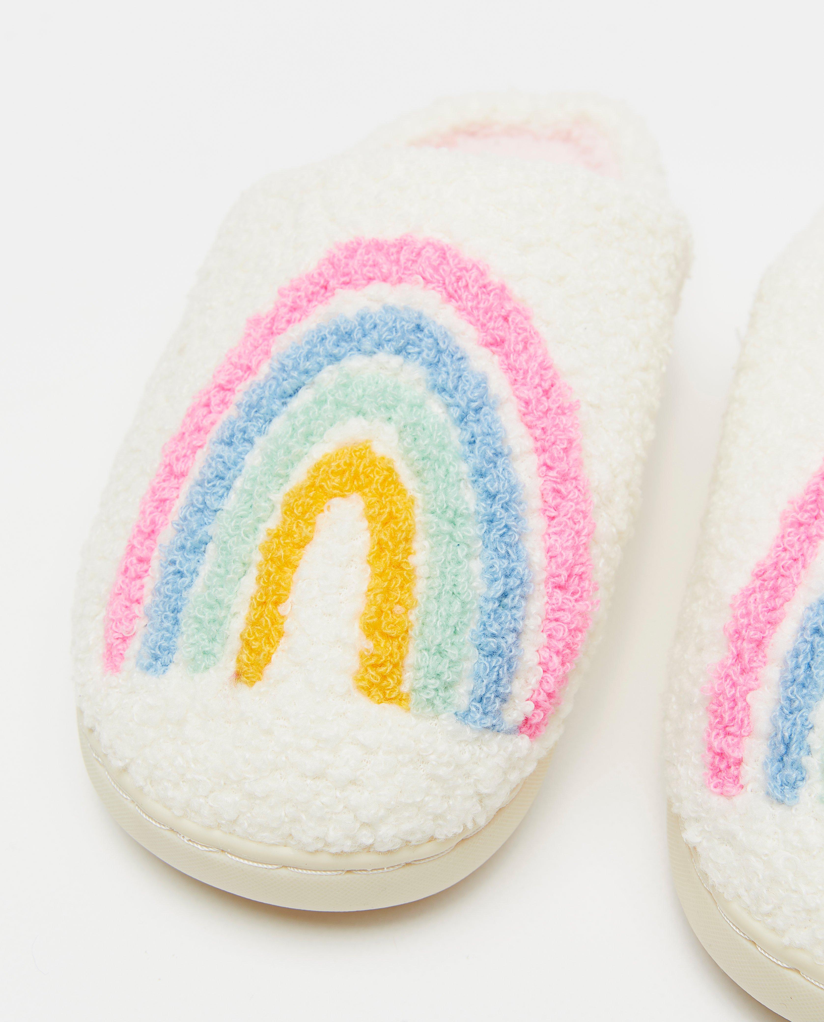 Schoenen - Teddy pantoffels met regenbogen