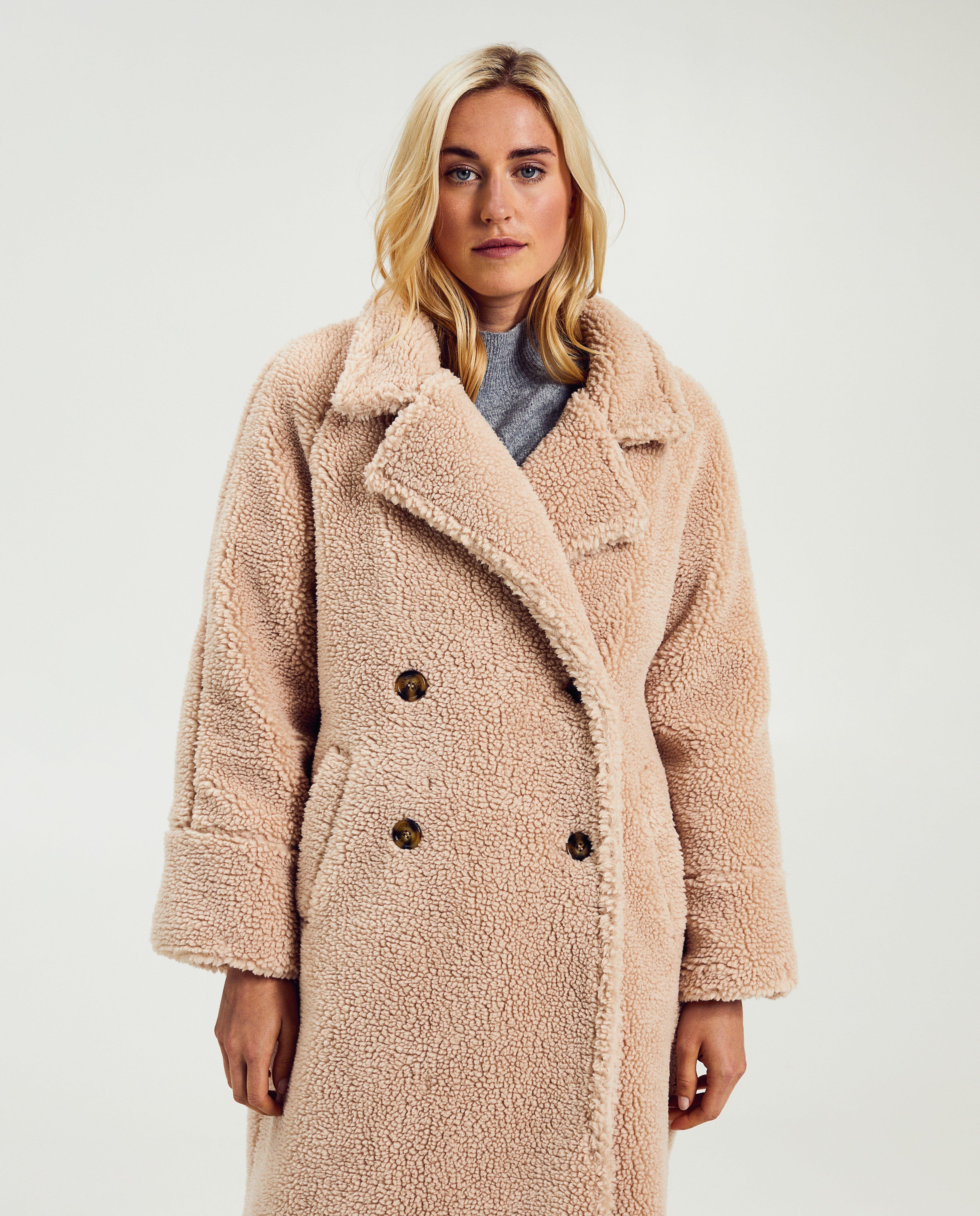 Winterjassen - Lange teddy jas, dames