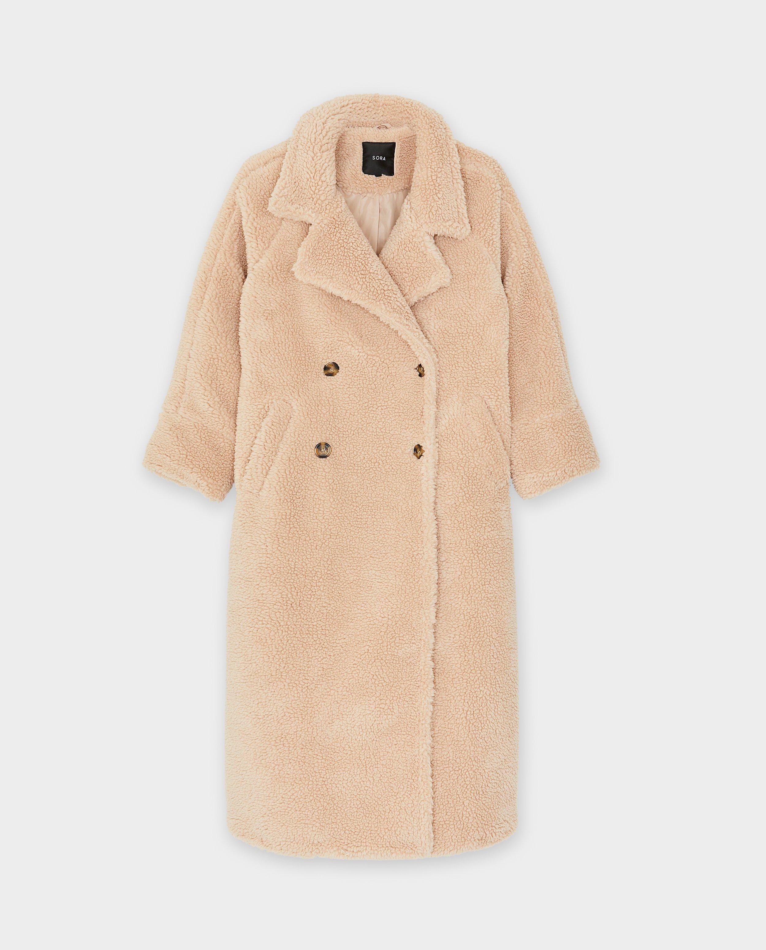 Winterjassen - Lange teddy jas, dames