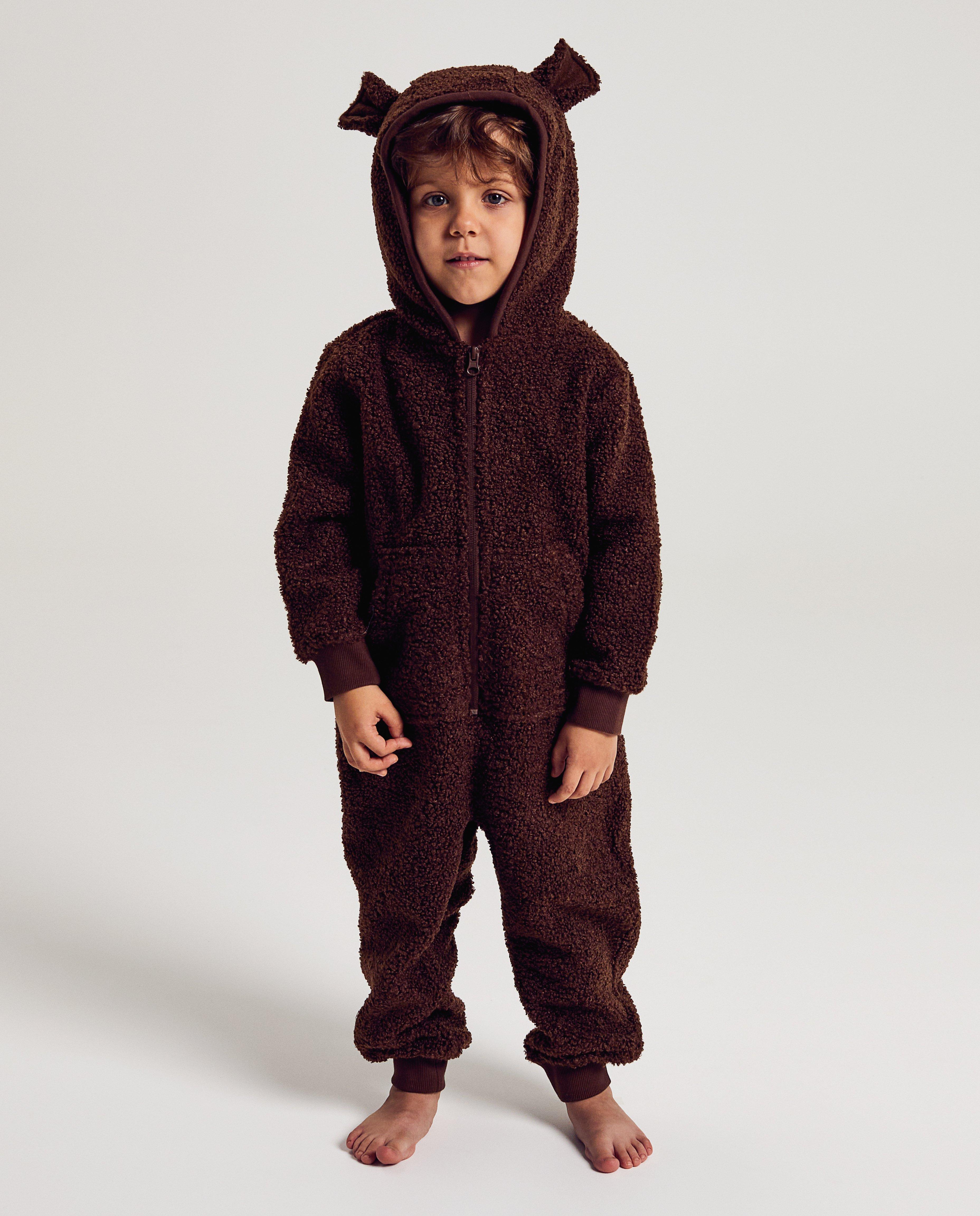Combinaison ourson en peluche de polyester 100&nbsp;% recycl&eacute; - D&eacute;tails du produit - brun - image num&eacute;ro 2