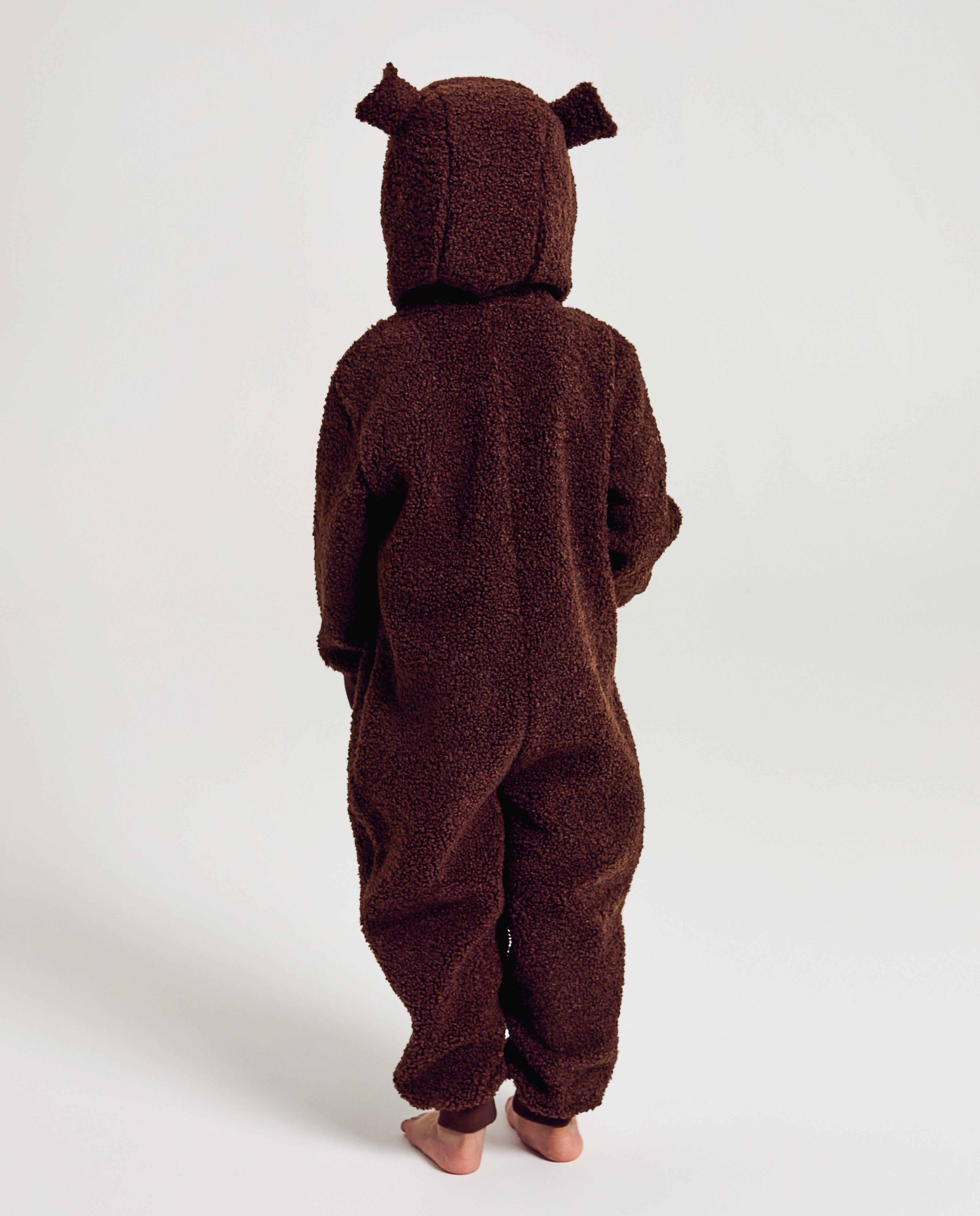 Combinaison ourson en peluche de polyester 100&nbsp;% recycl&eacute; - D&eacute;tails du produit - brun - image num&eacute;ro 3