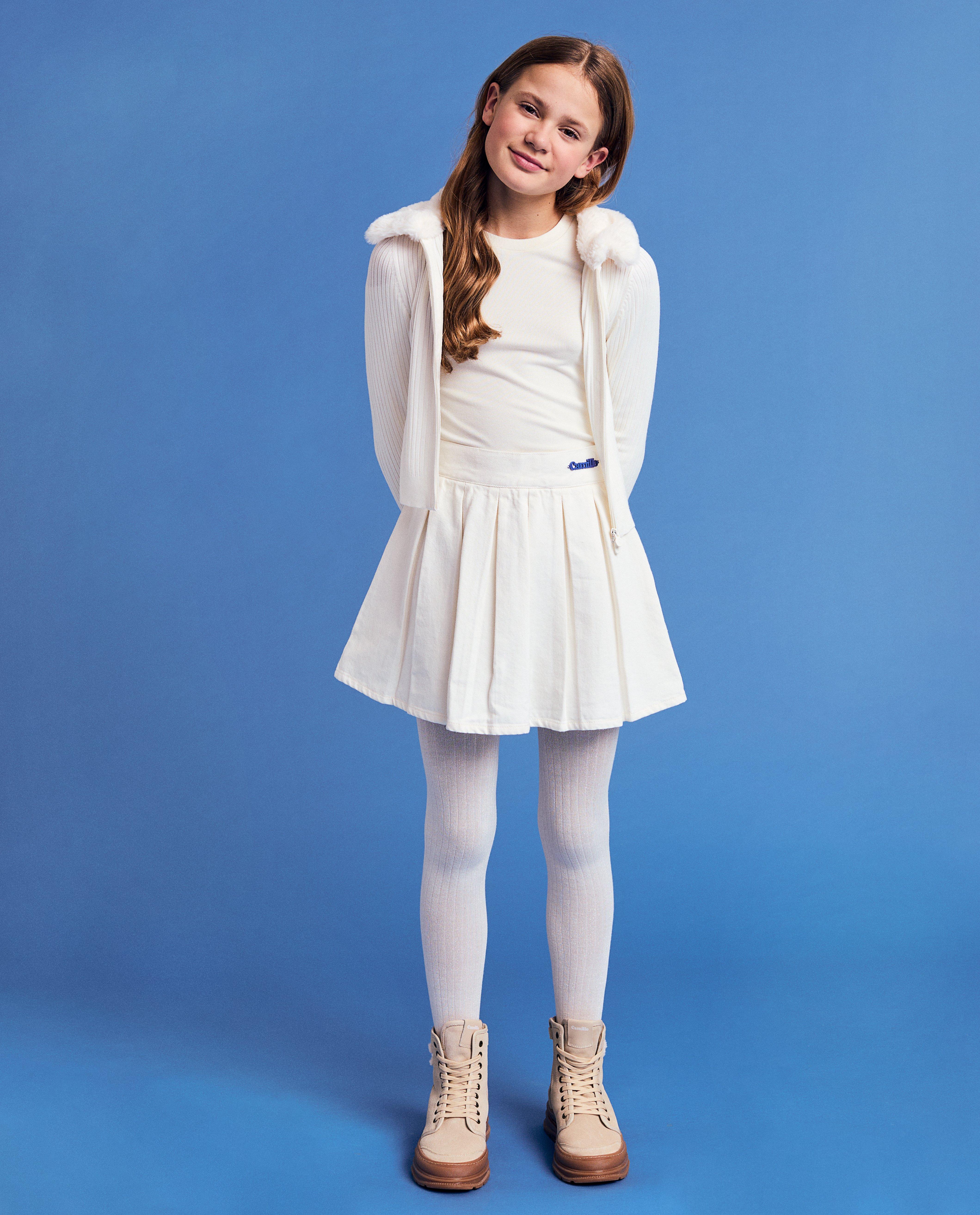 Jupe blanche plissée, 6-14 ans - null - CAMILLE