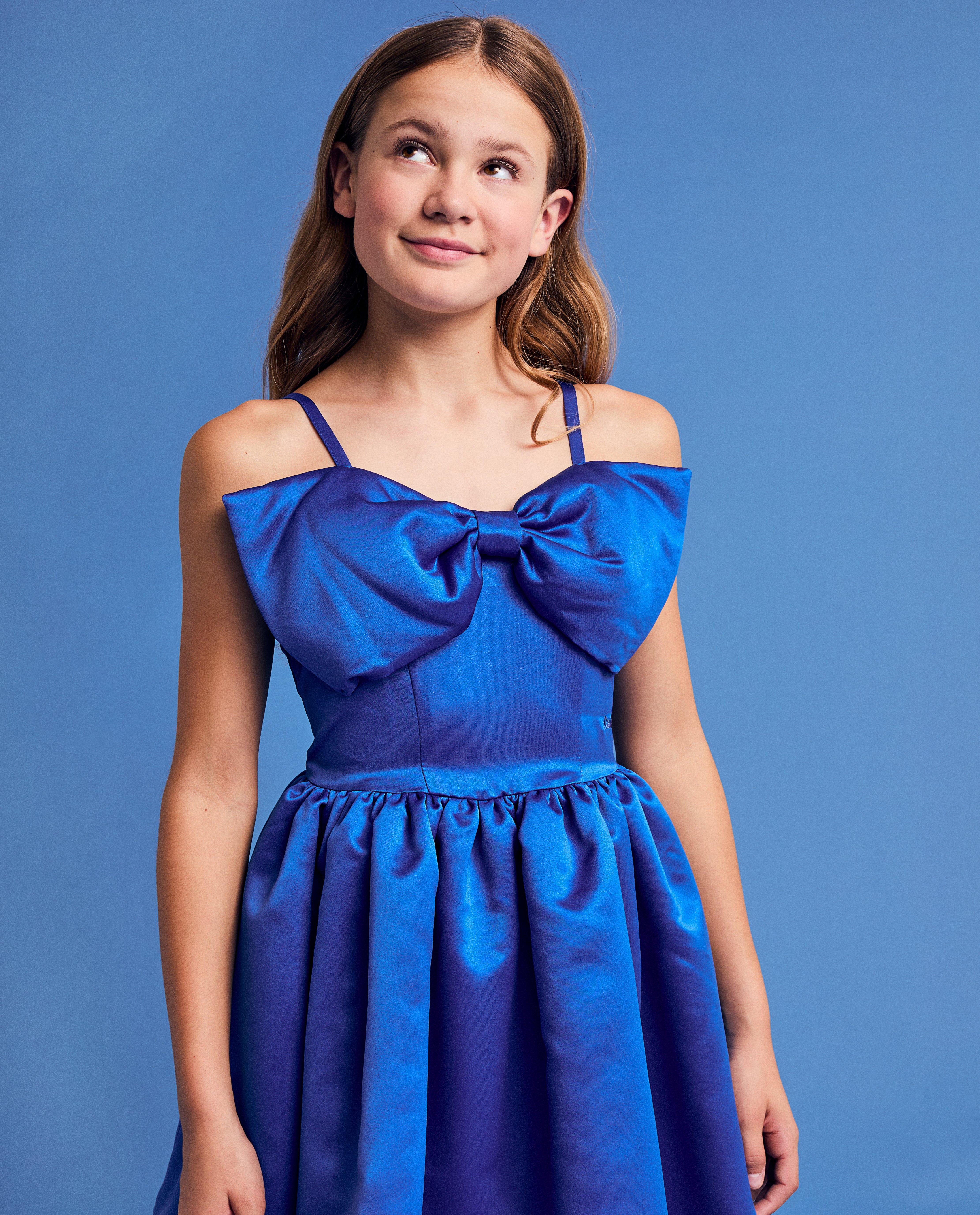 Robe satinée avec nœud, 6-14 ans - null - CAMILLE