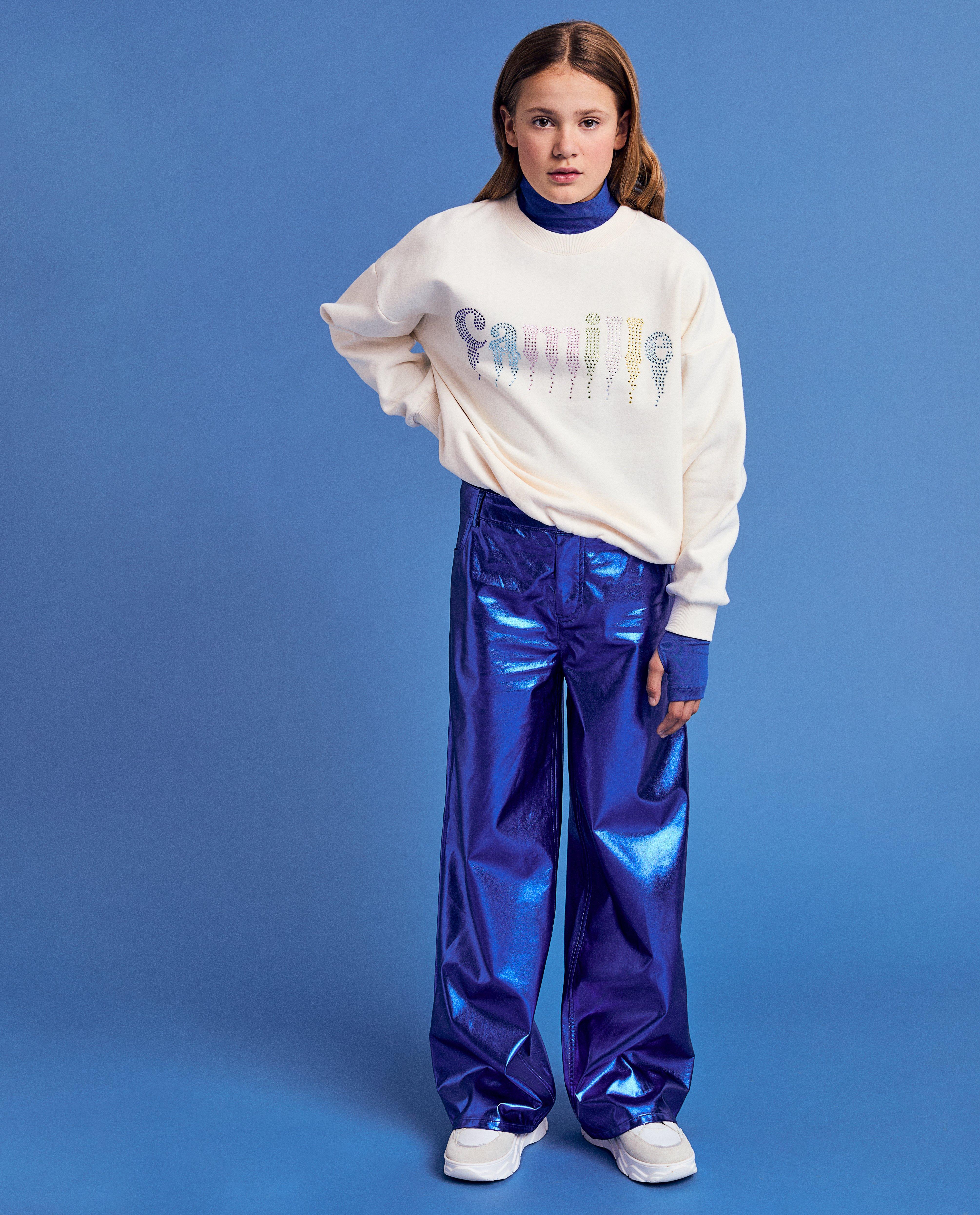 Metallic broek, straight fit, 6-14 jaar - null - CAMILLE