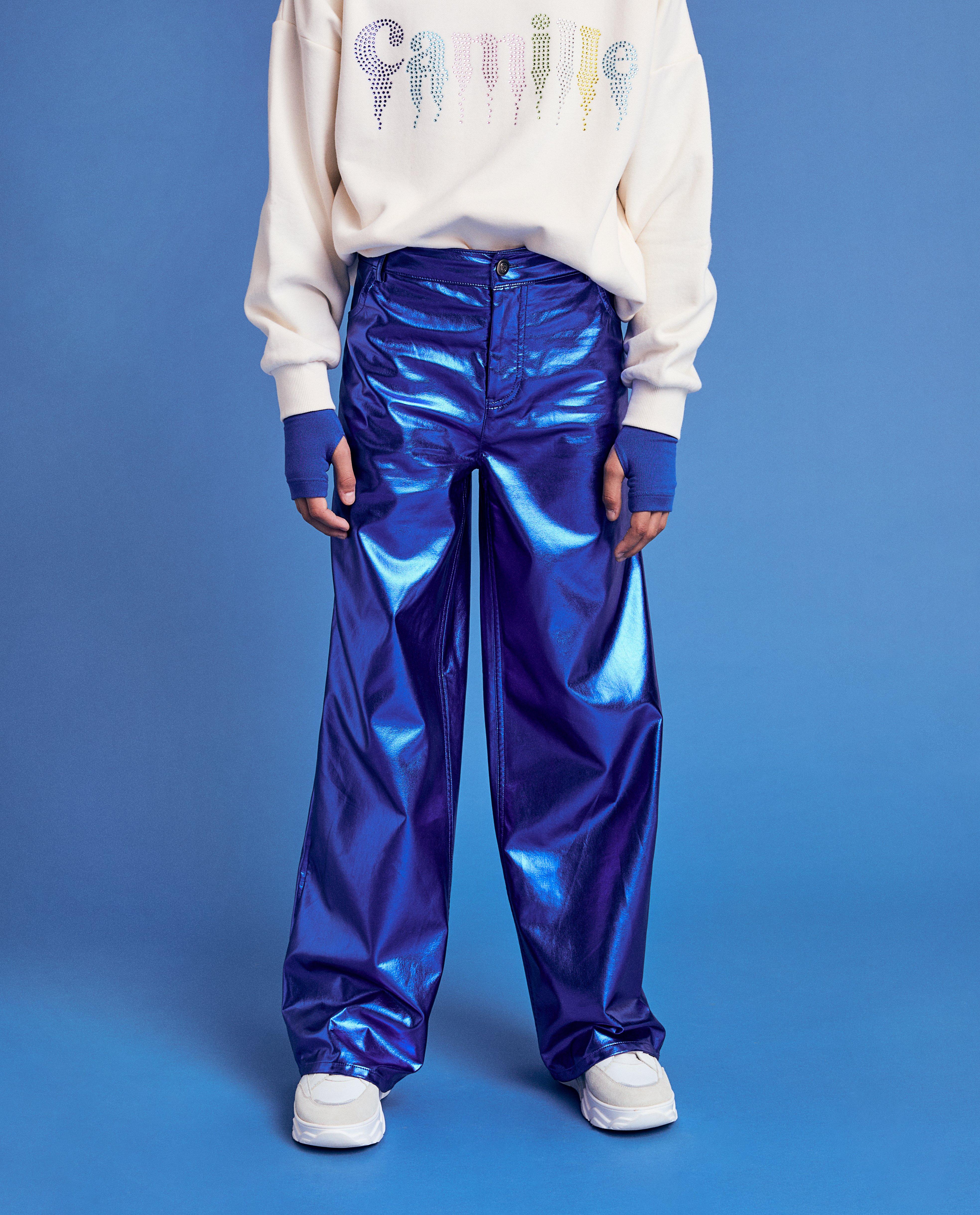 Broeken - Metallic broek, straight fit, 6-14 jaar