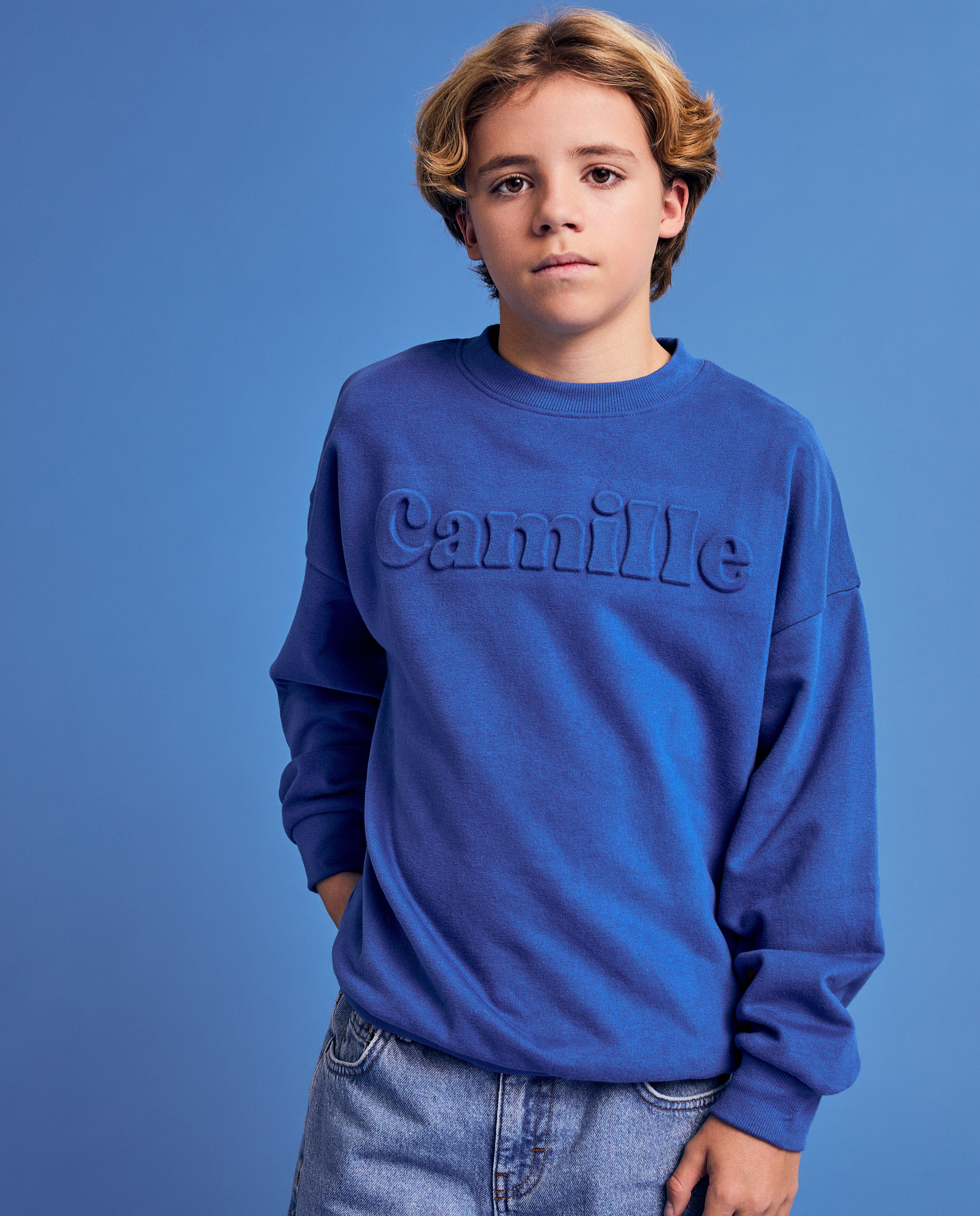 Sweater met opschrift, unisex, 6-14 jaar