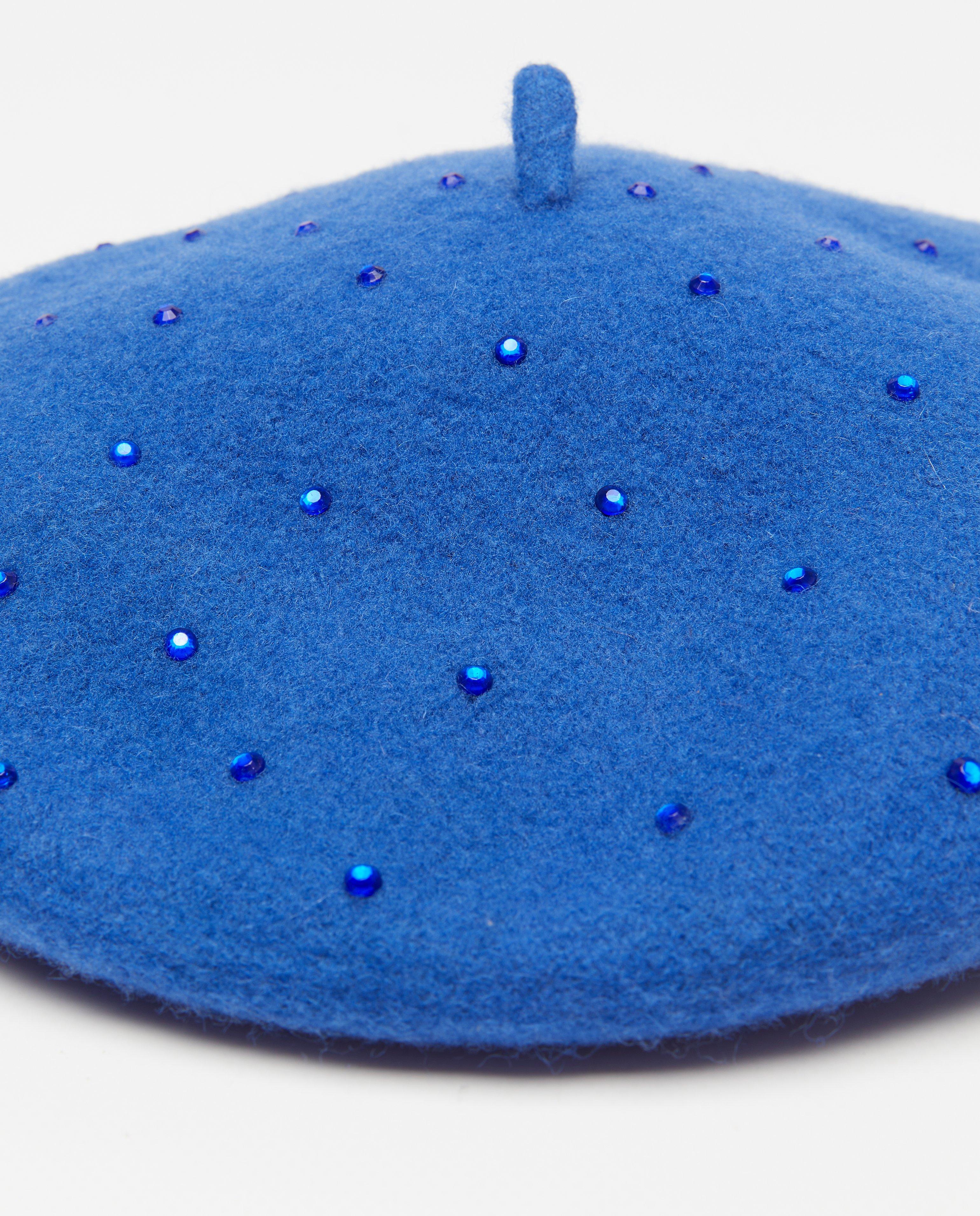 Breigoed - Baret met wol en strass-steentjes