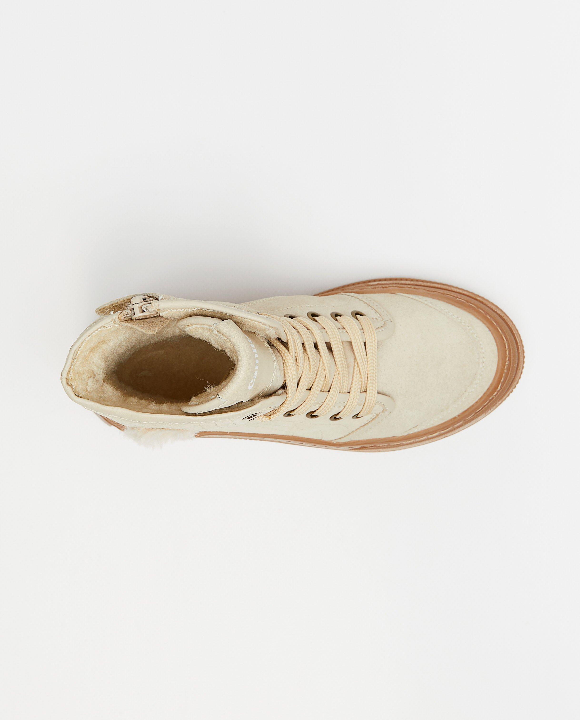 Schoenen - Beige veterboots met teddy voering, maat 31-40