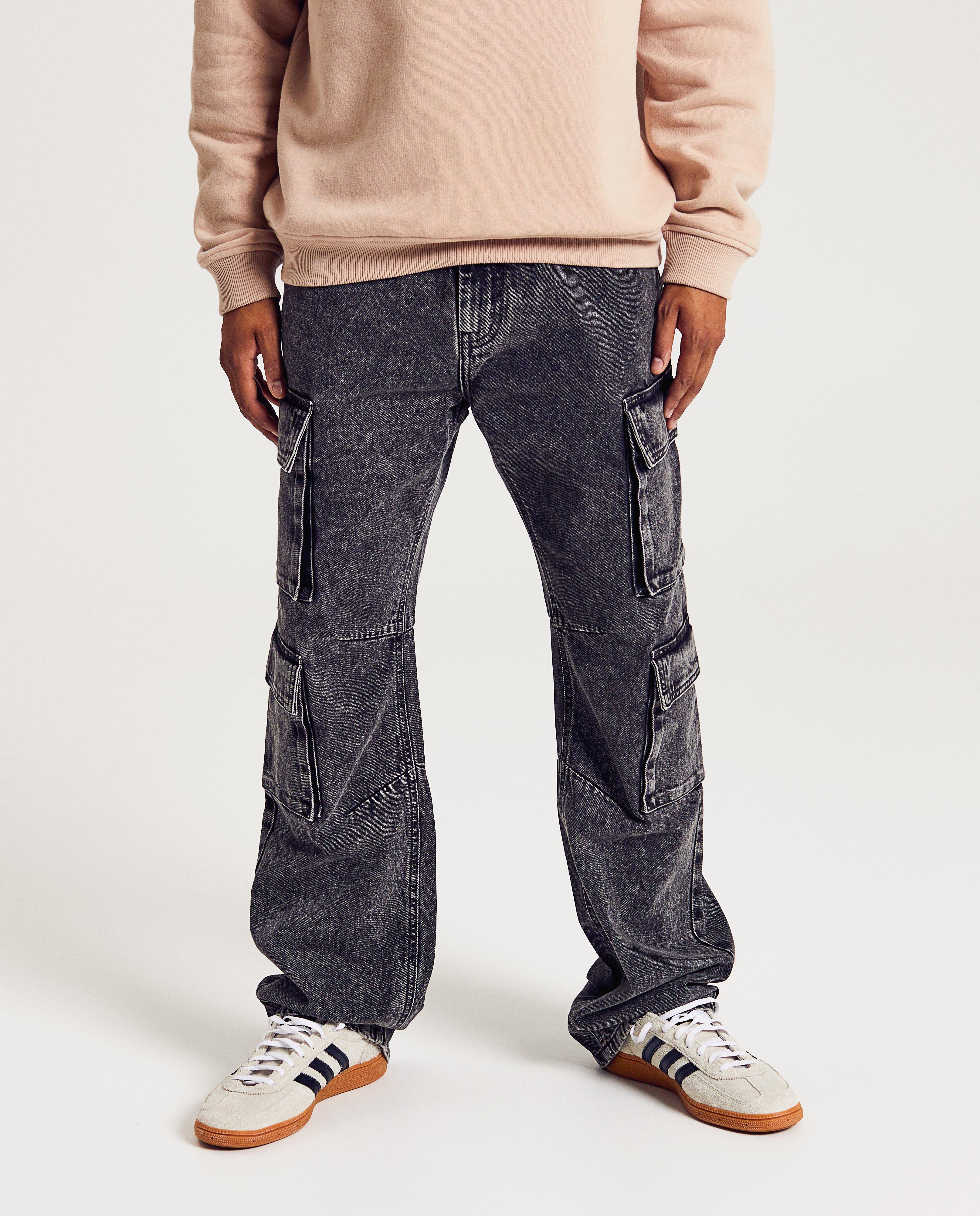 Jeans gris fonc&eacute;, coupe ample, XS-L - D&eacute;tails du produit - noir - image num&eacute;ro 3