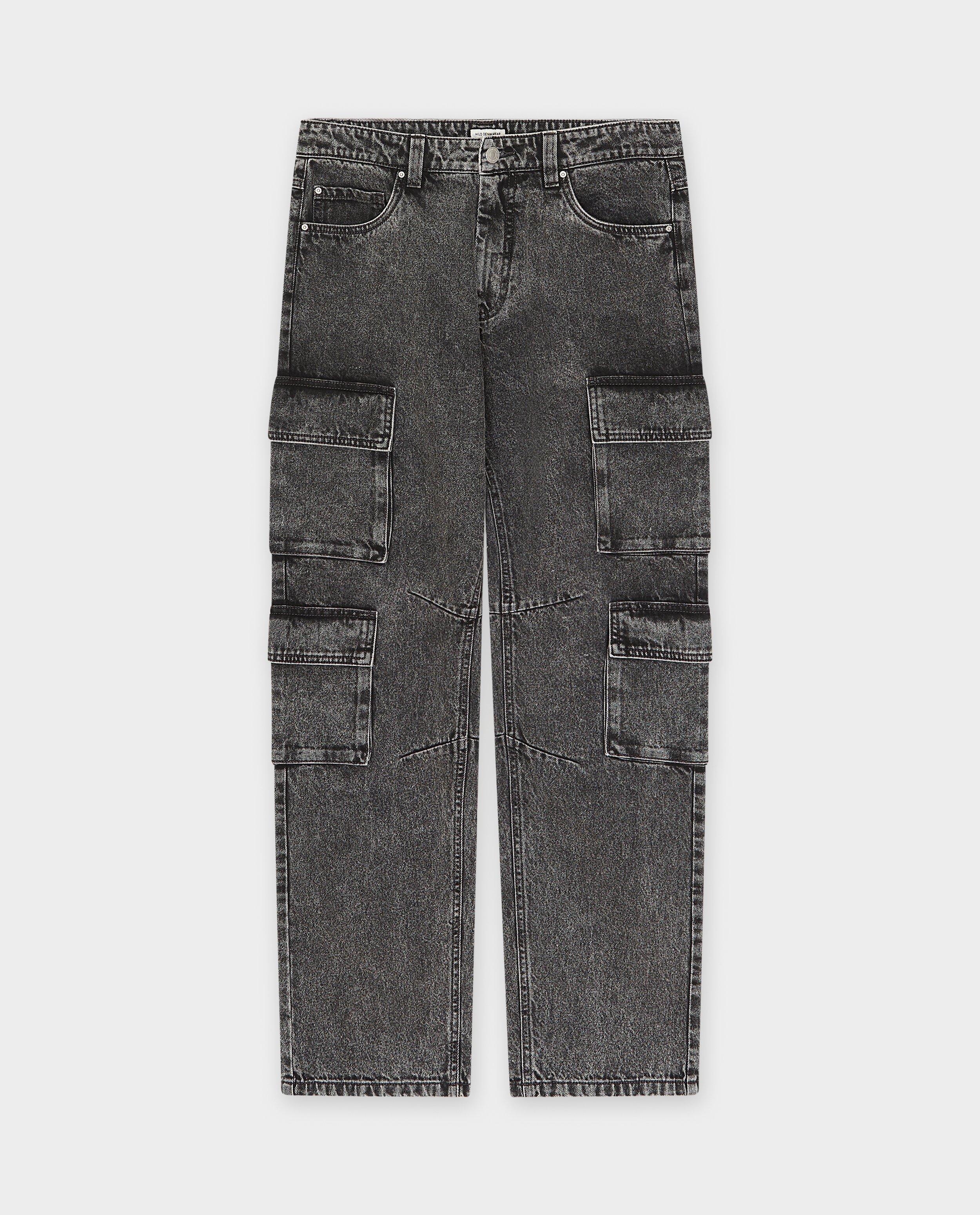 Jeans gris fonc&eacute;, coupe ample, XS-L - D&eacute;tails du produit - noir - image num&eacute;ro 5