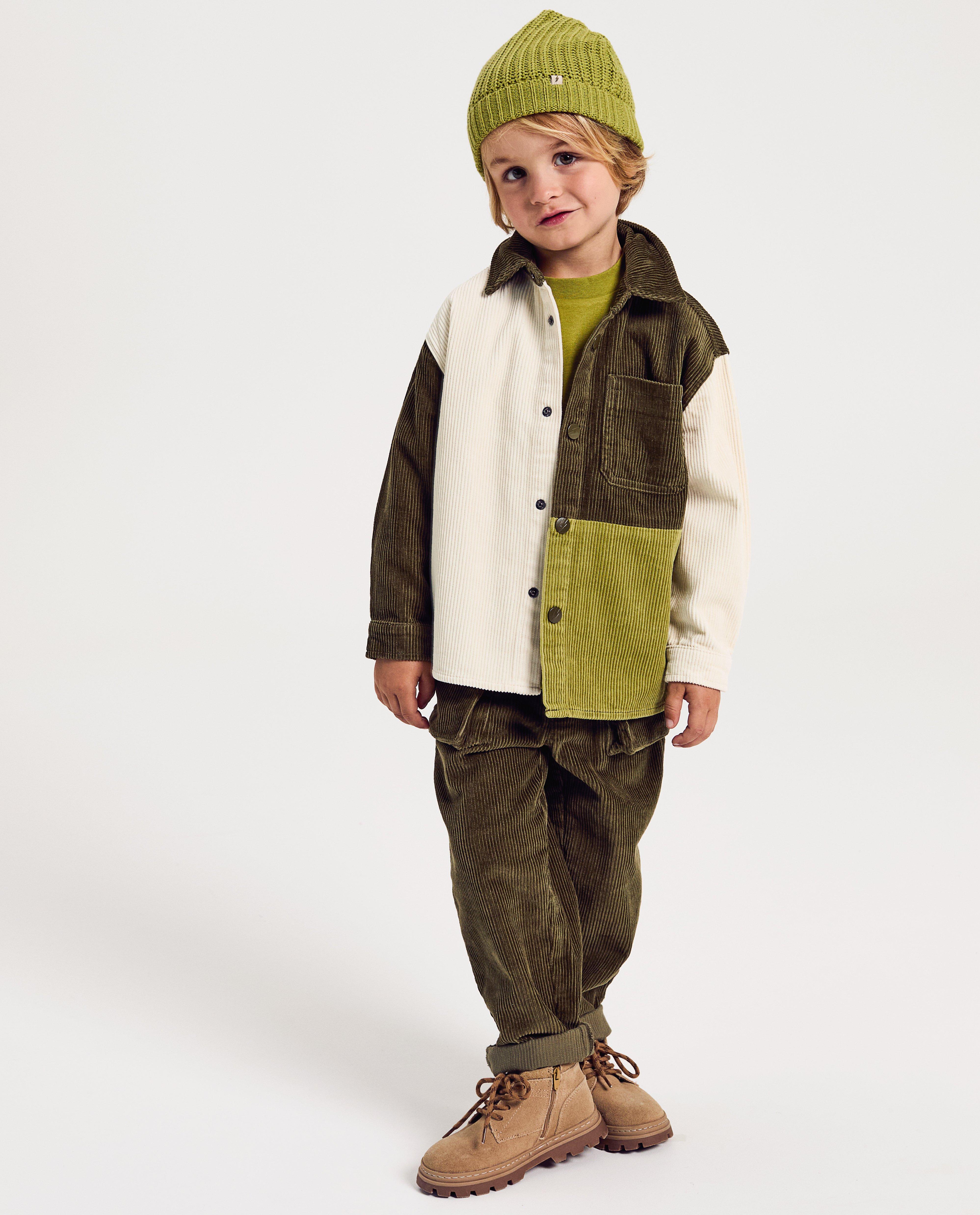 Hemden - Ribfluwelen hemd met color block