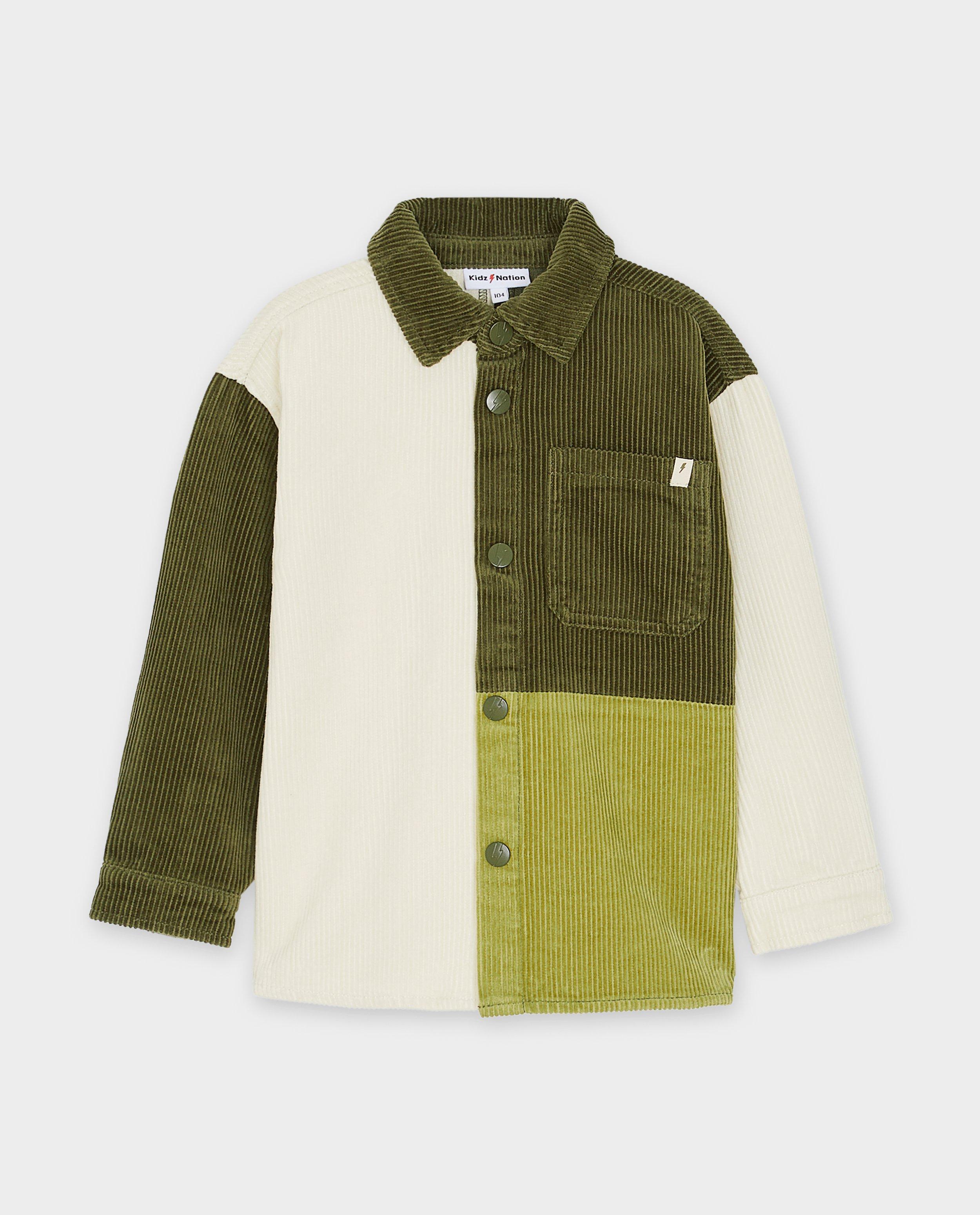 Hemden - Ribfluwelen hemd met color block