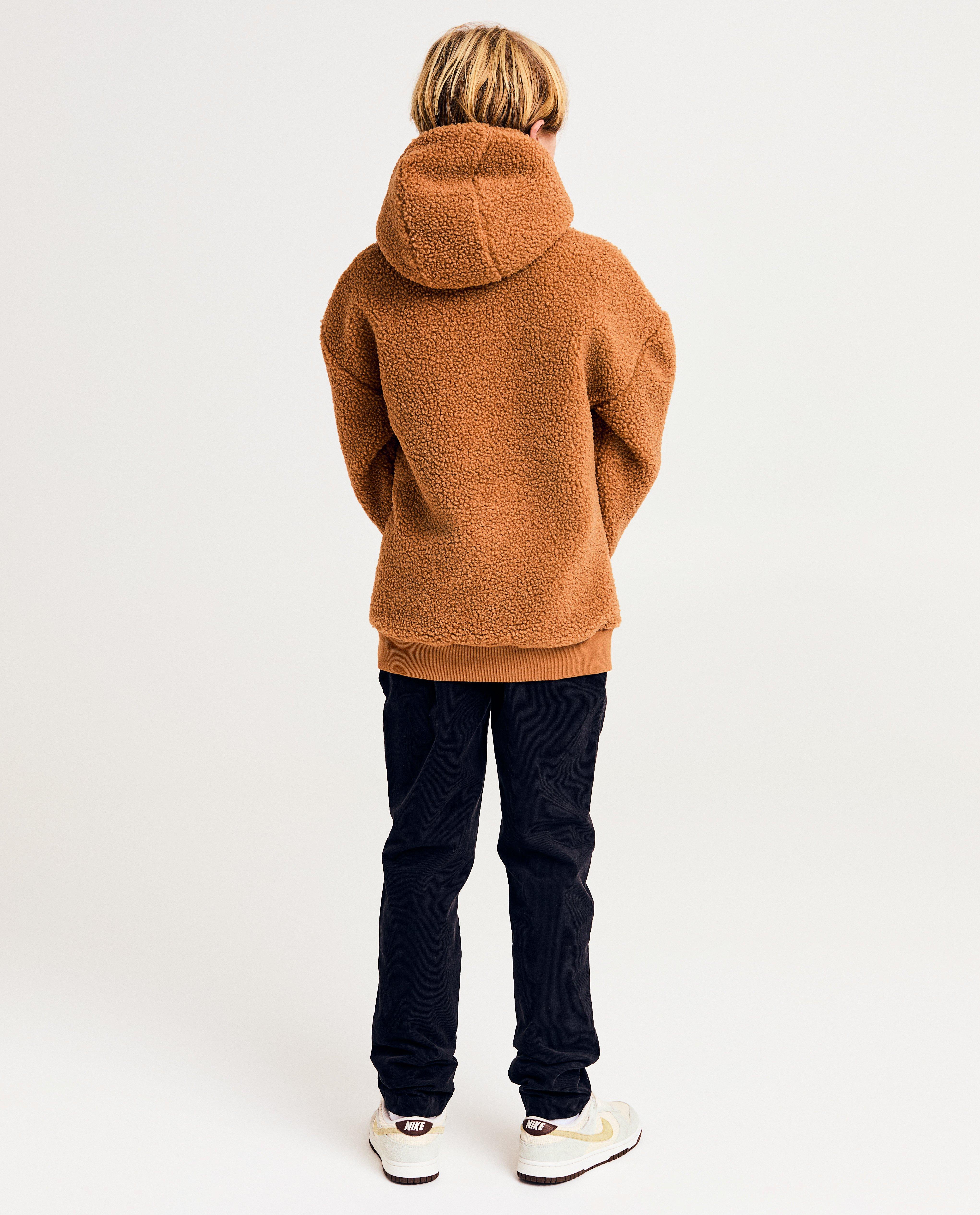 Sweaters - Bruine hoodie van bouclé