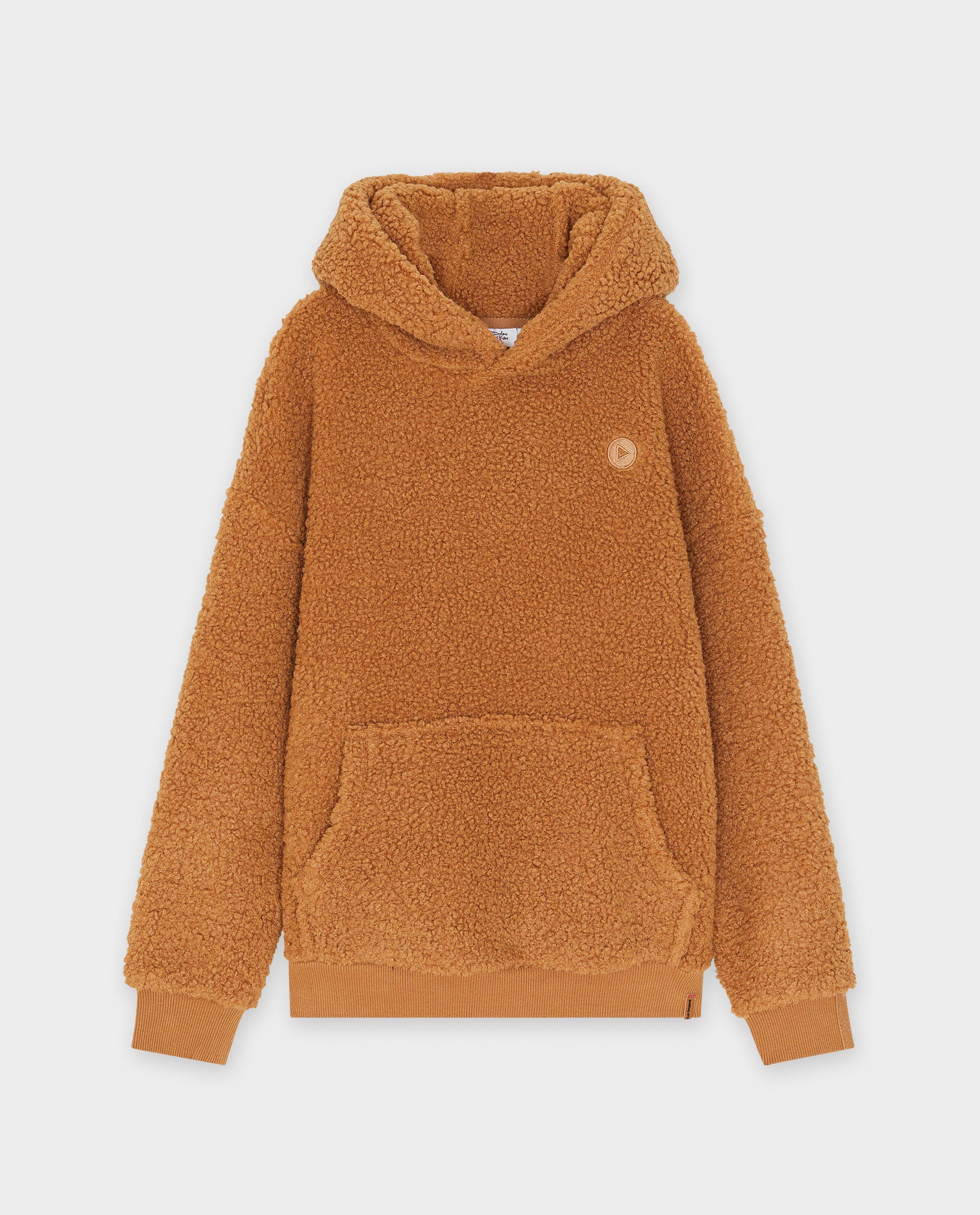 Sweaters - Bruine hoodie van bouclé
