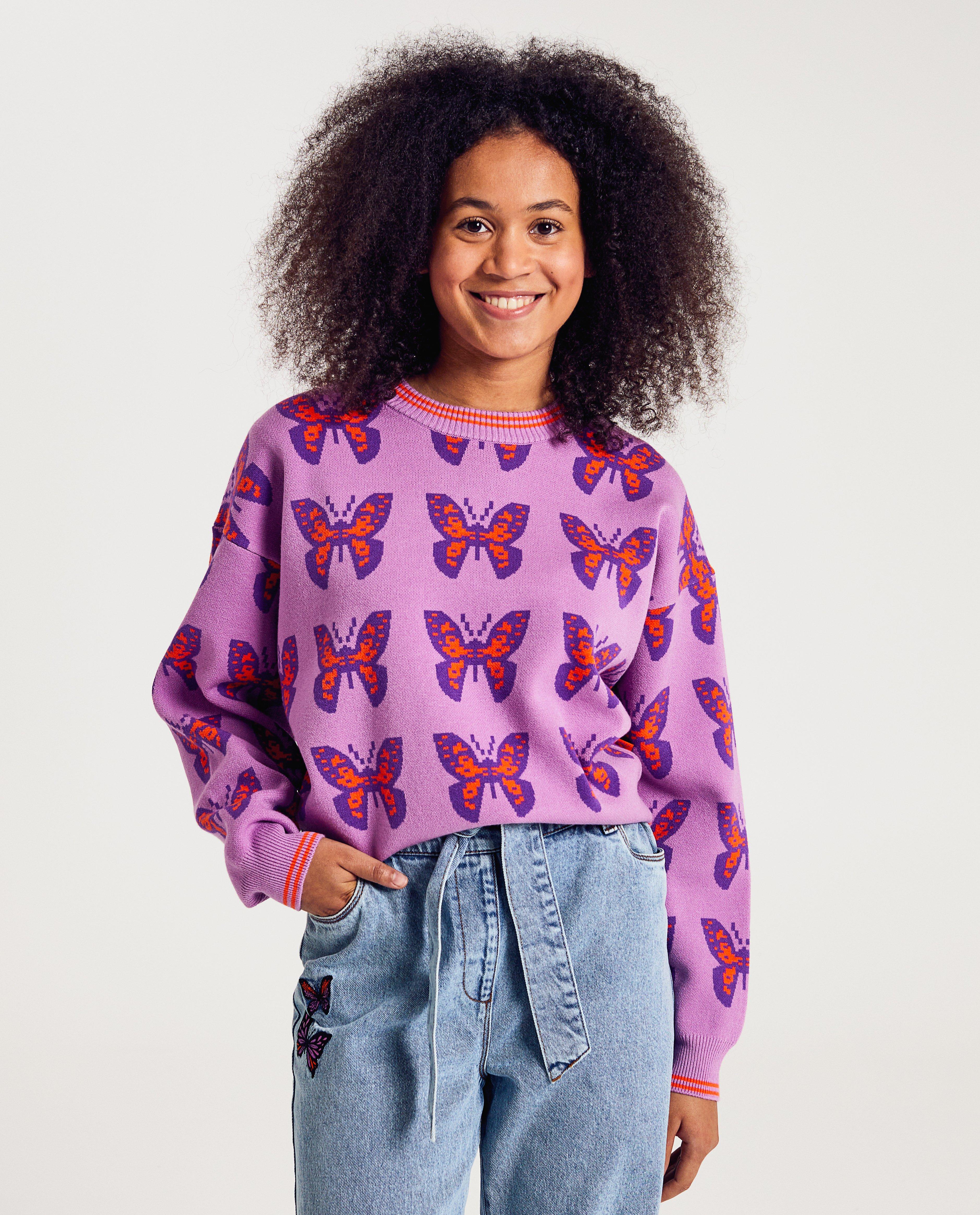 Pull &agrave; imprim&eacute; papillon, XS-XL - D&eacute;tails du produit - violet - image num&eacute;ro 1
