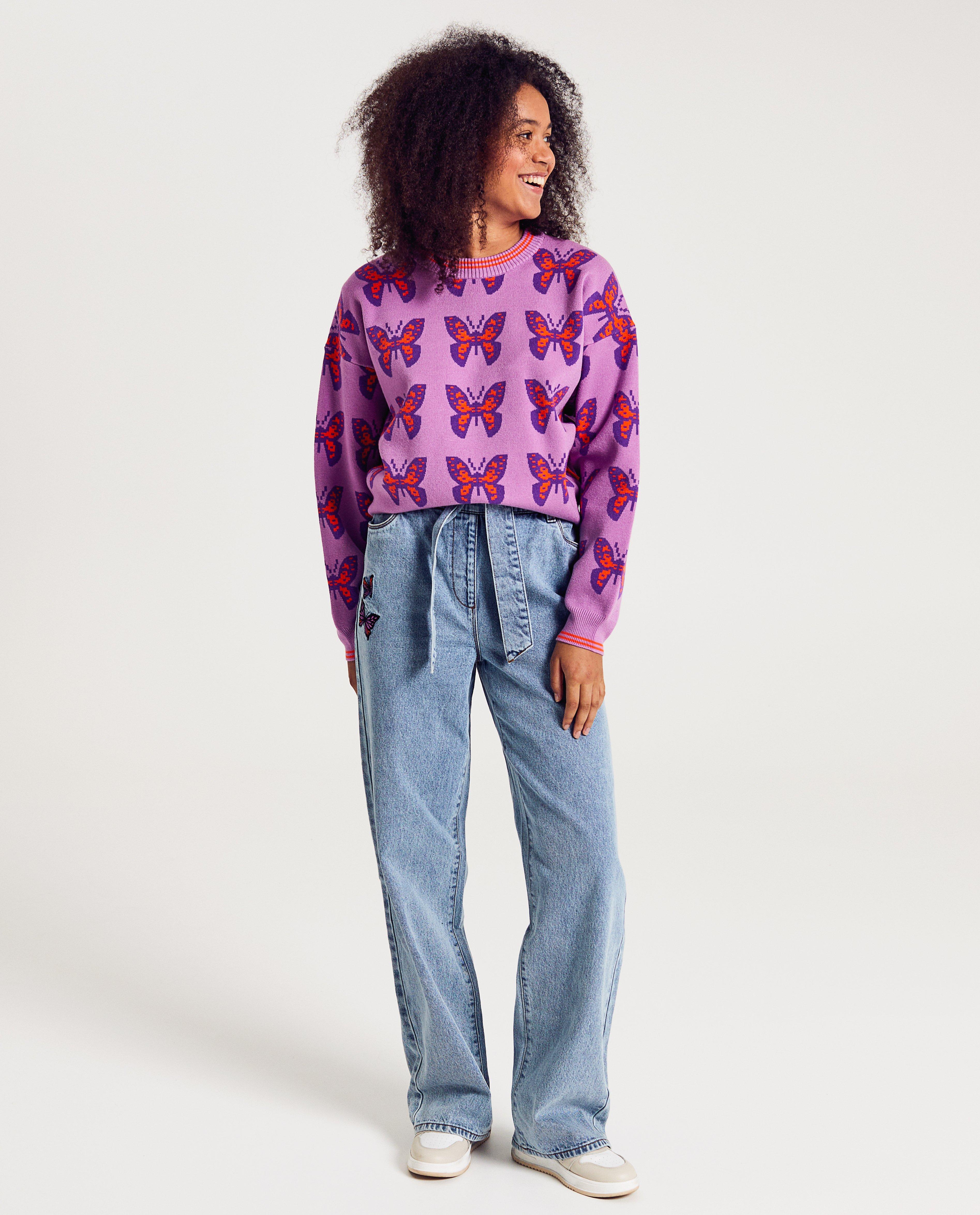 Pull &agrave; imprim&eacute; papillon, XS-XL - D&eacute;tails du produit - violet - image num&eacute;ro 2
