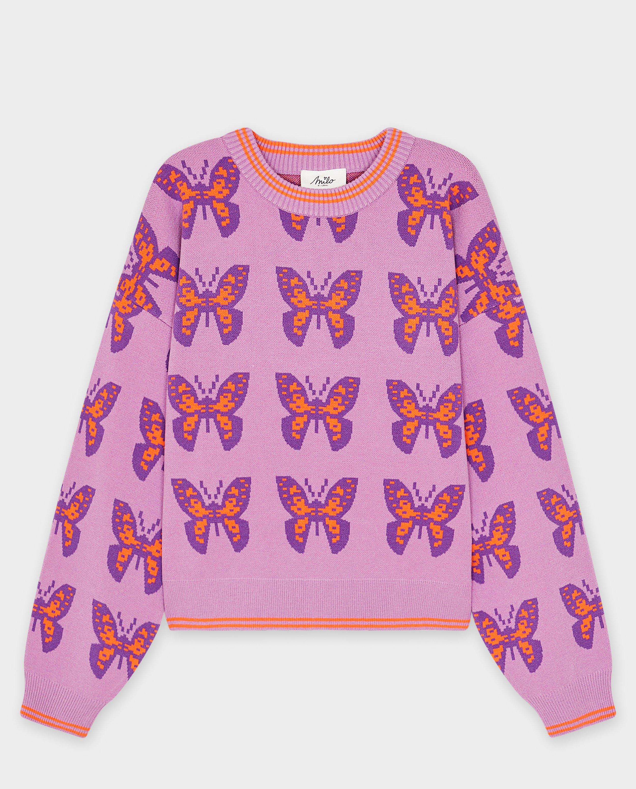 Pull &agrave; imprim&eacute; papillon, XS-XL - D&eacute;tails du produit - violet - image num&eacute;ro 4