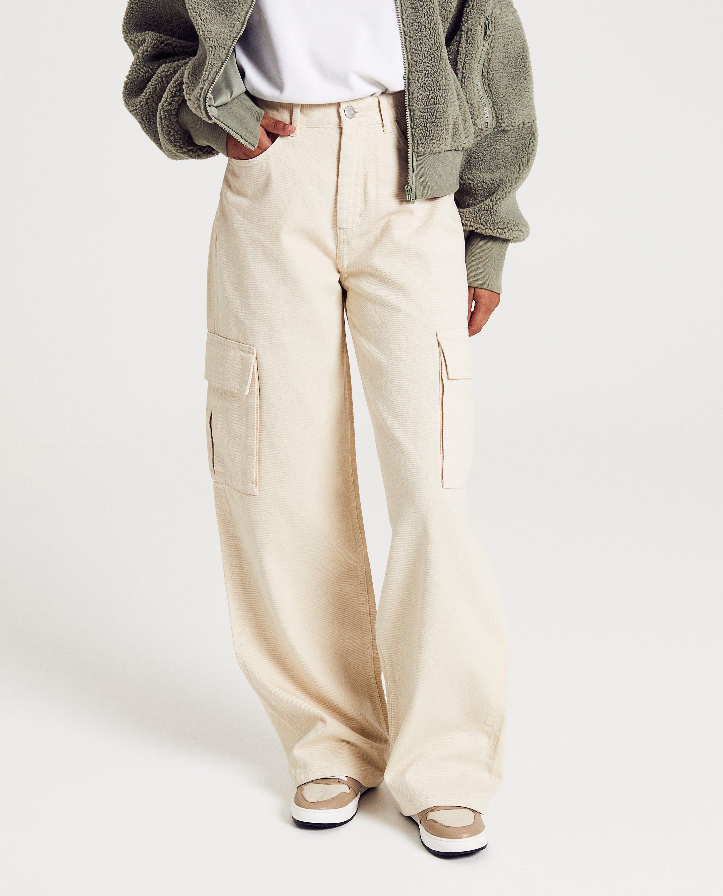 Jeans - Jeans beige, coupe droite, XS-XL