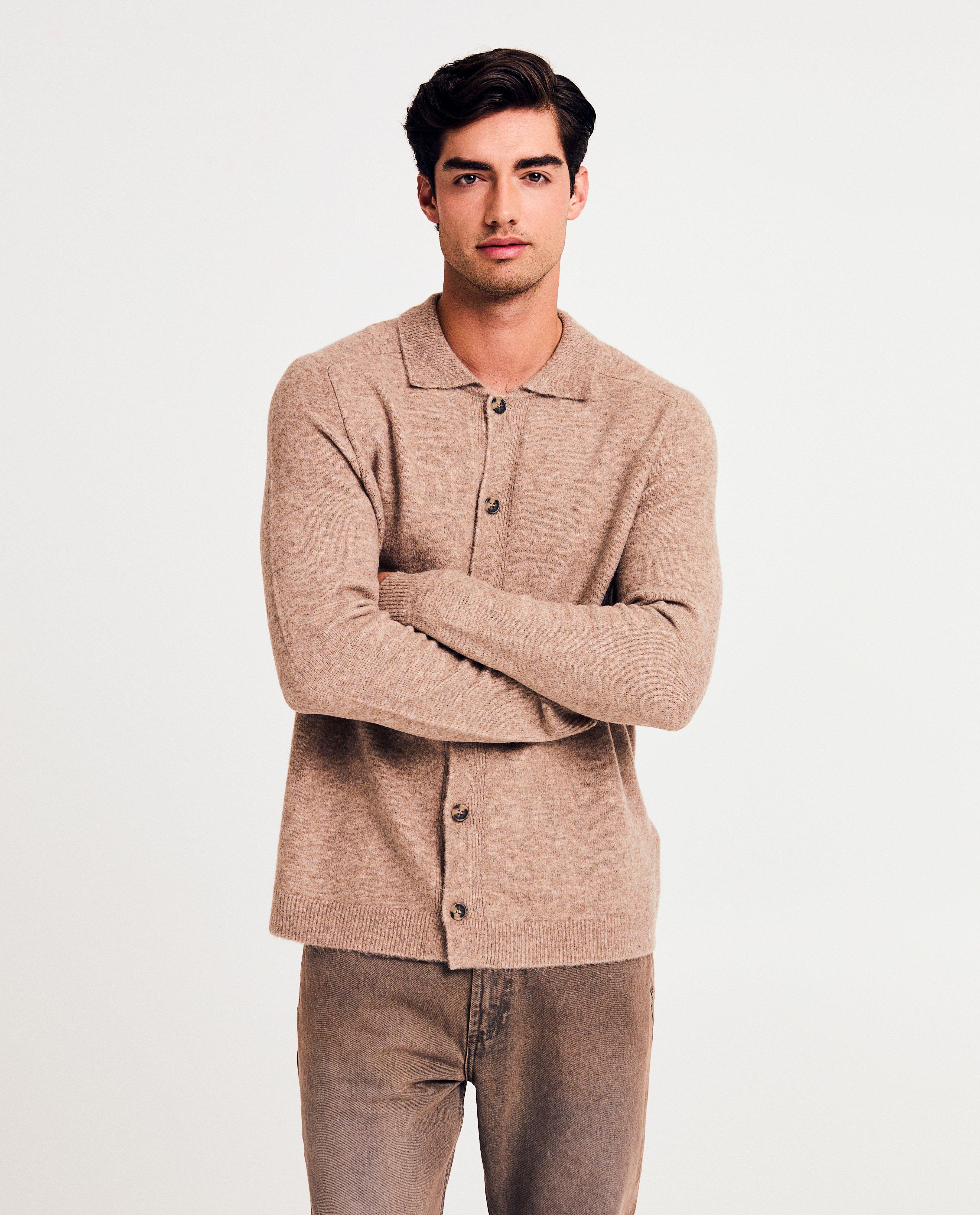 Cardigan - Bruine cardigan, heren