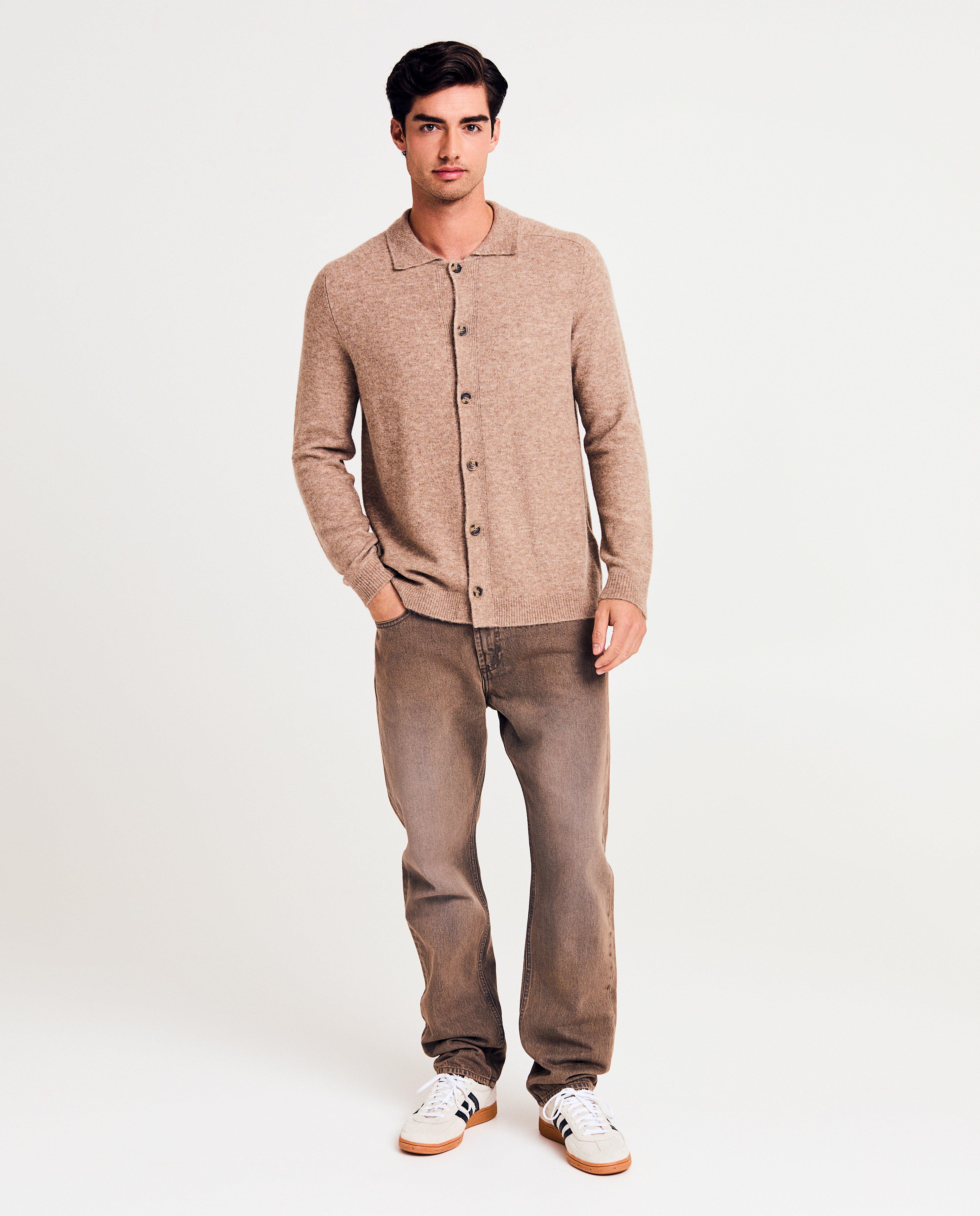 Cardigan - Bruine cardigan, heren