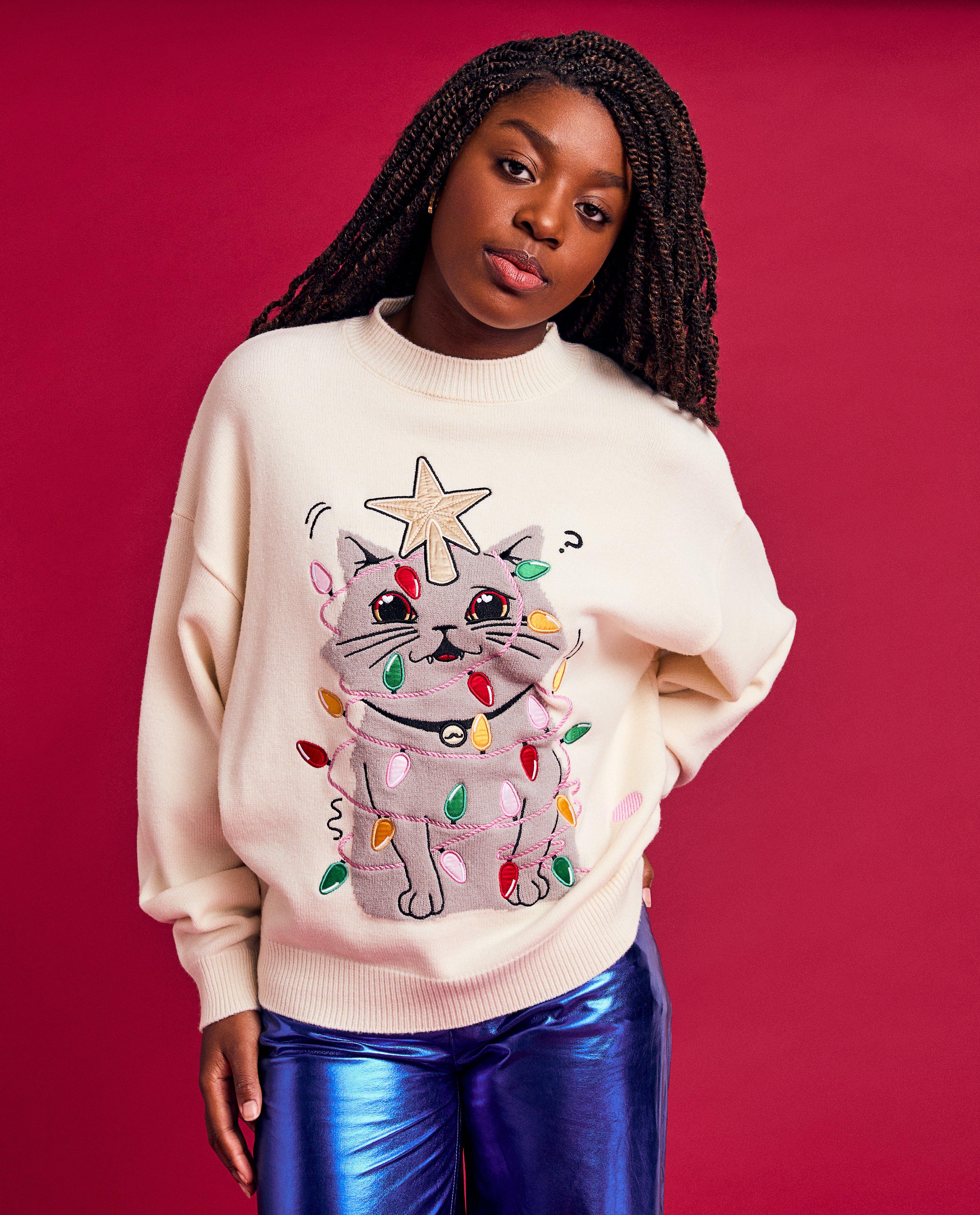 Kersttrui met print Moustache, XS-XL - null - CAMILLE