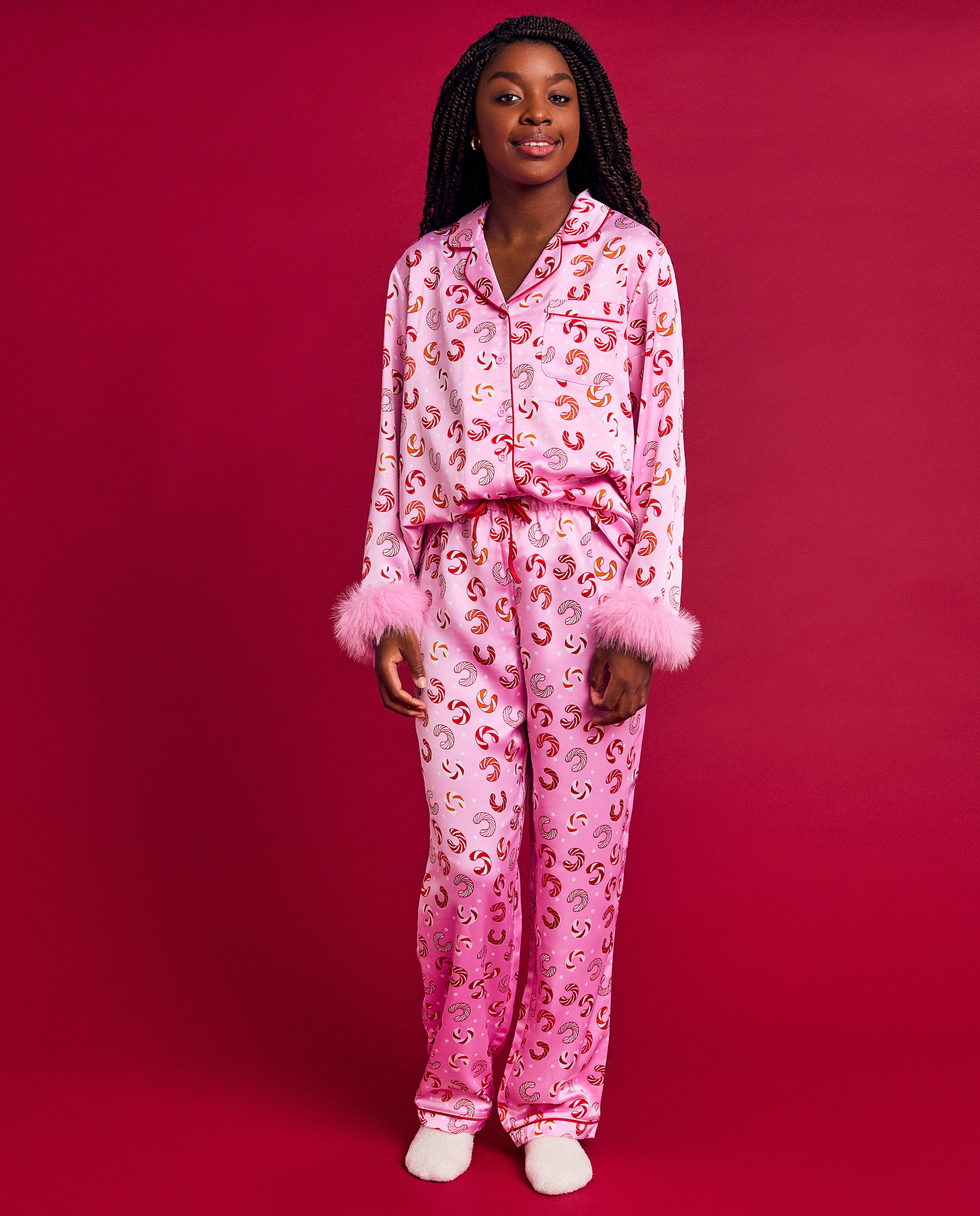 Satijnen pyjama met print, XS-XL - null - CAMILLE
