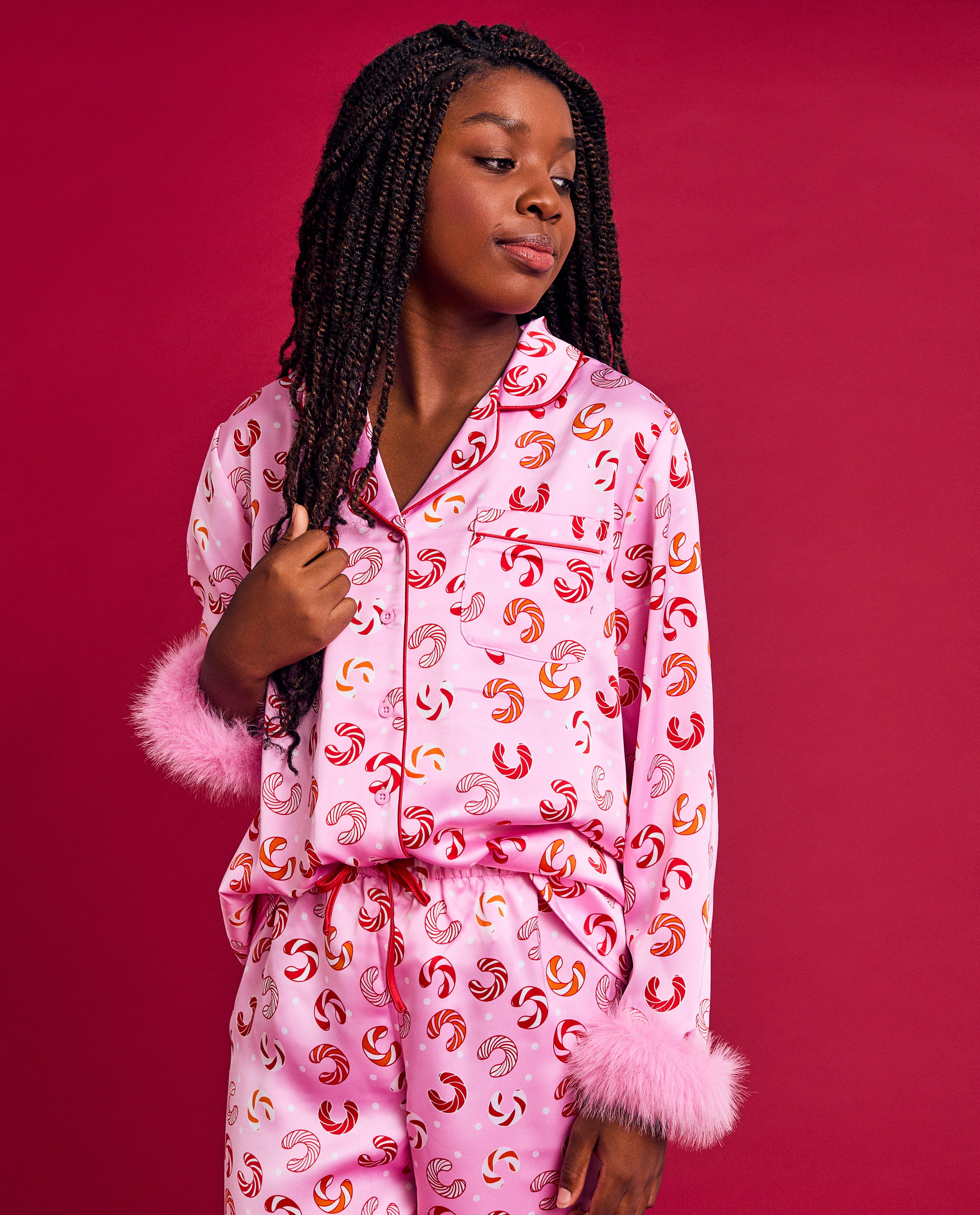 Nachtkleding - Satijnen pyjama met print, XS-XL