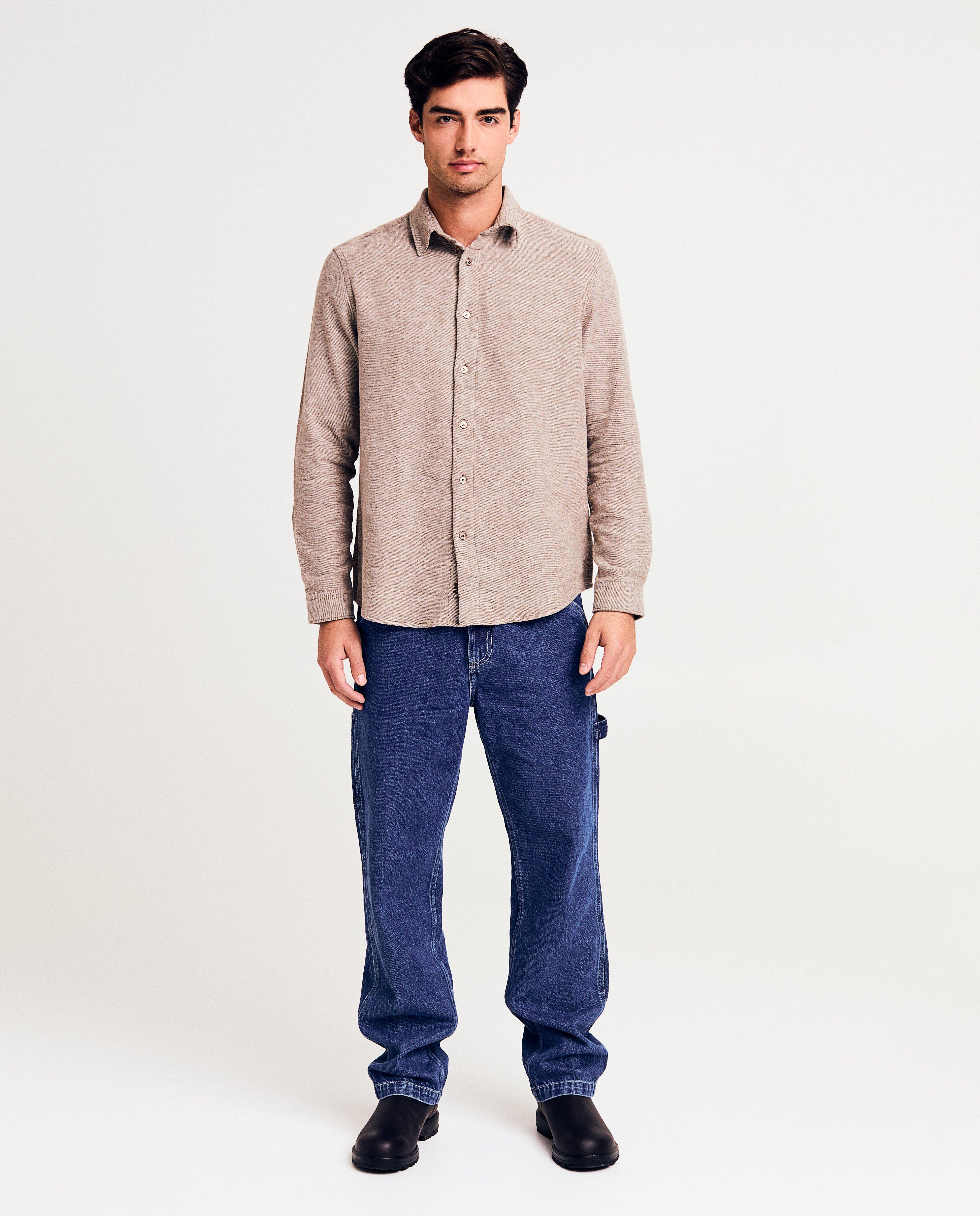 Chemises - Chemise brune en coton bio, regular fit, hommes