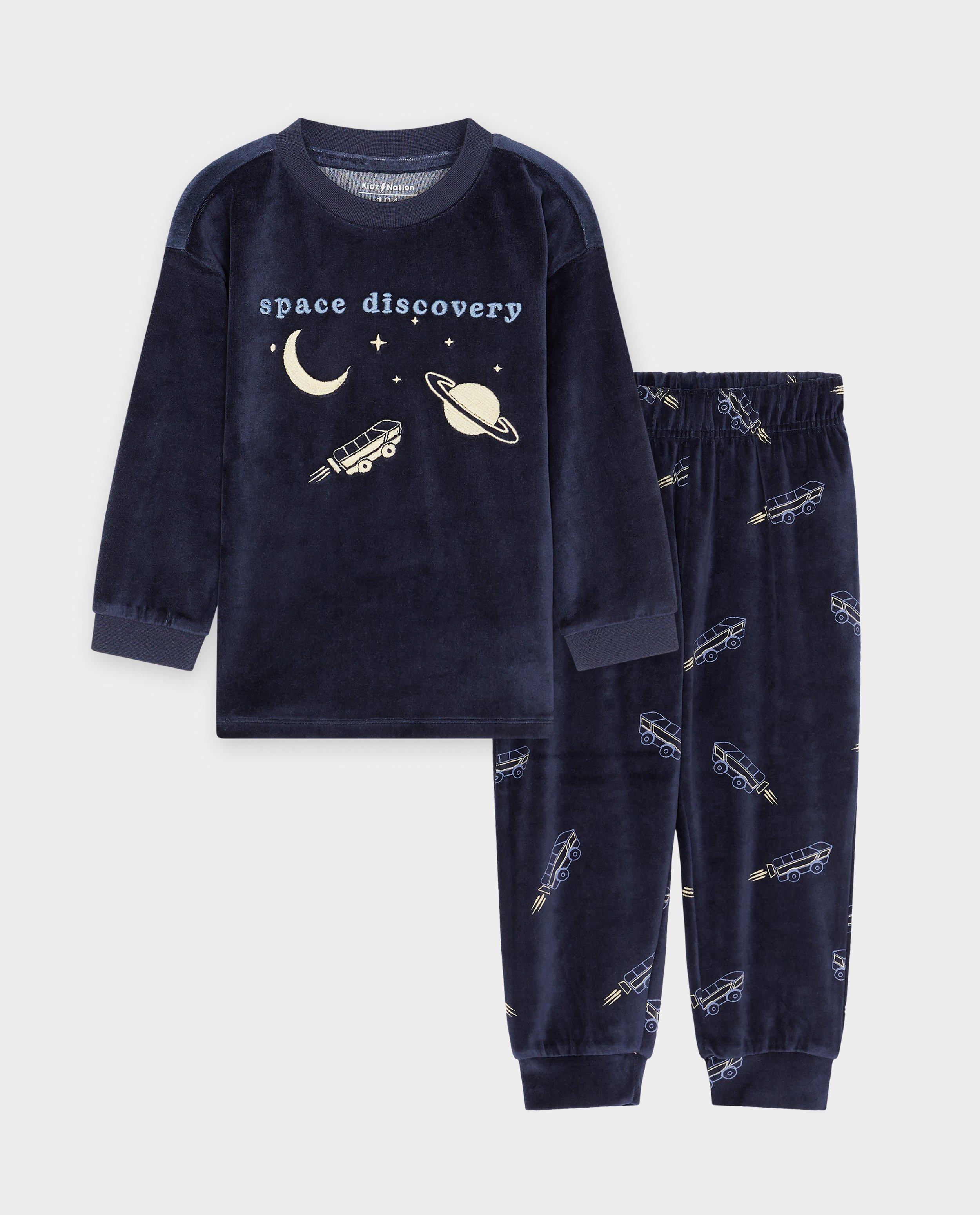 Fluwelen pyjama met ruimteprint - null - Kidz Nation