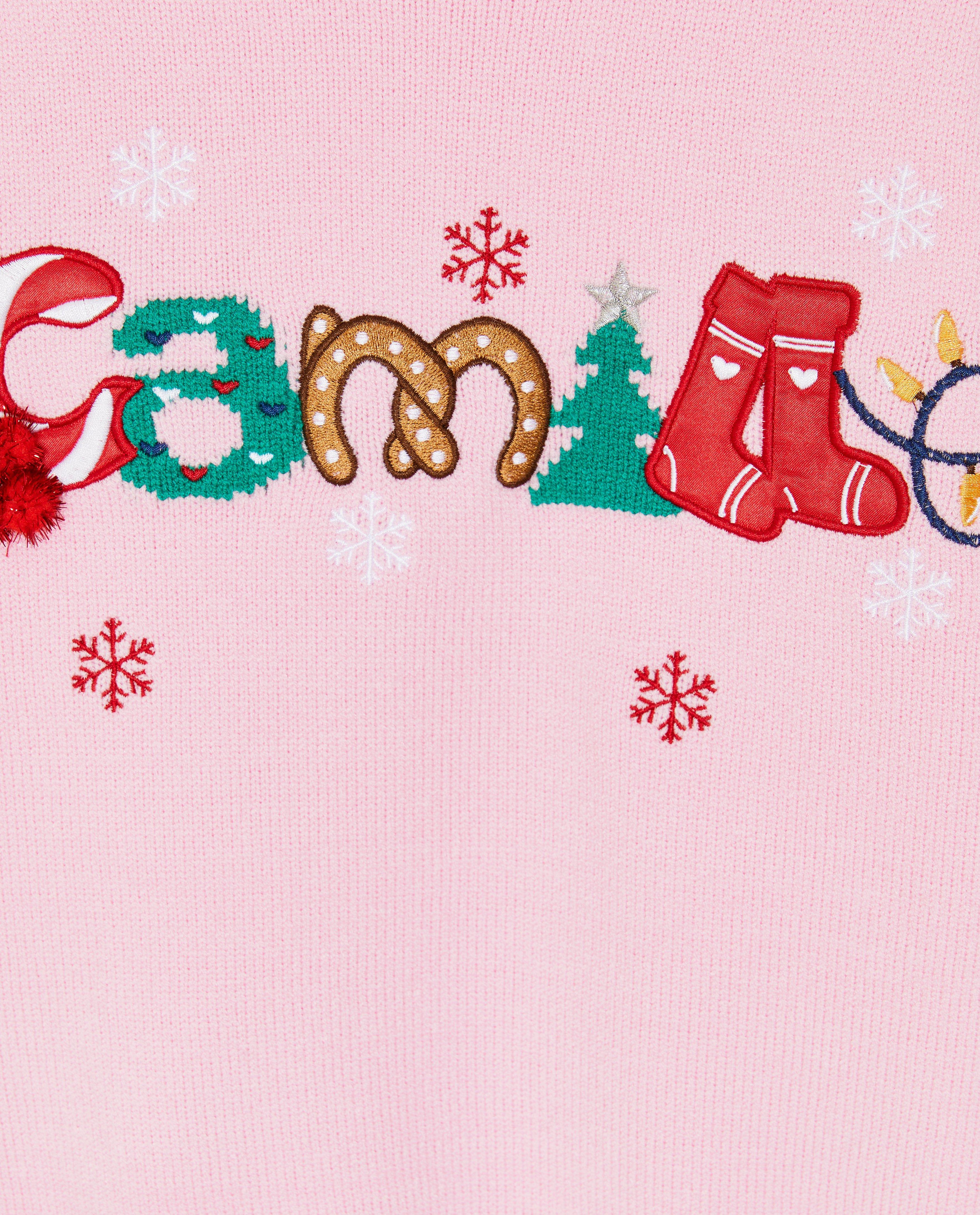 Truien - Roze kersttrui, 6-14 jaar