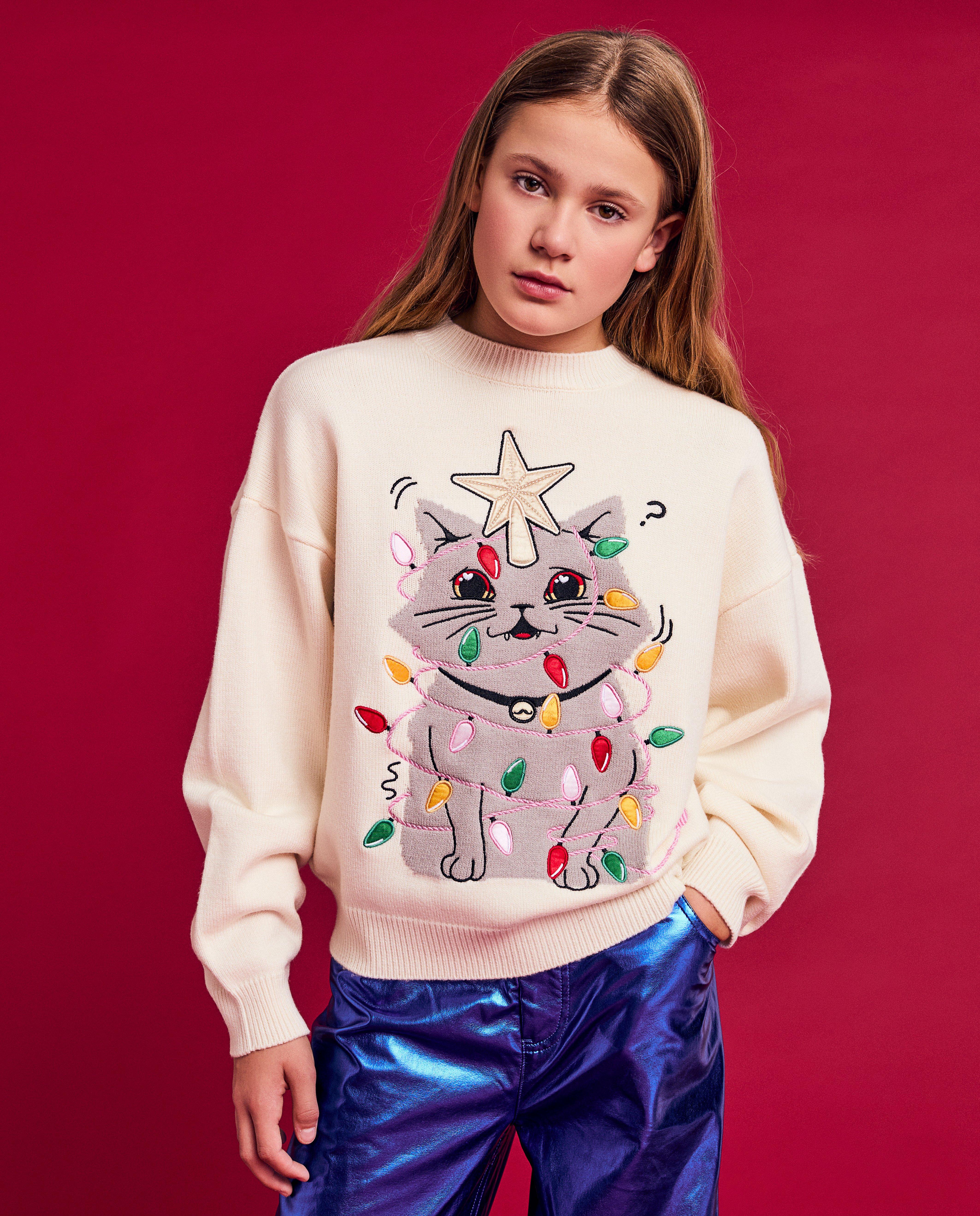 Pull de Noël à imprimé Moustache, 4-14 ans - null - CAMILLE