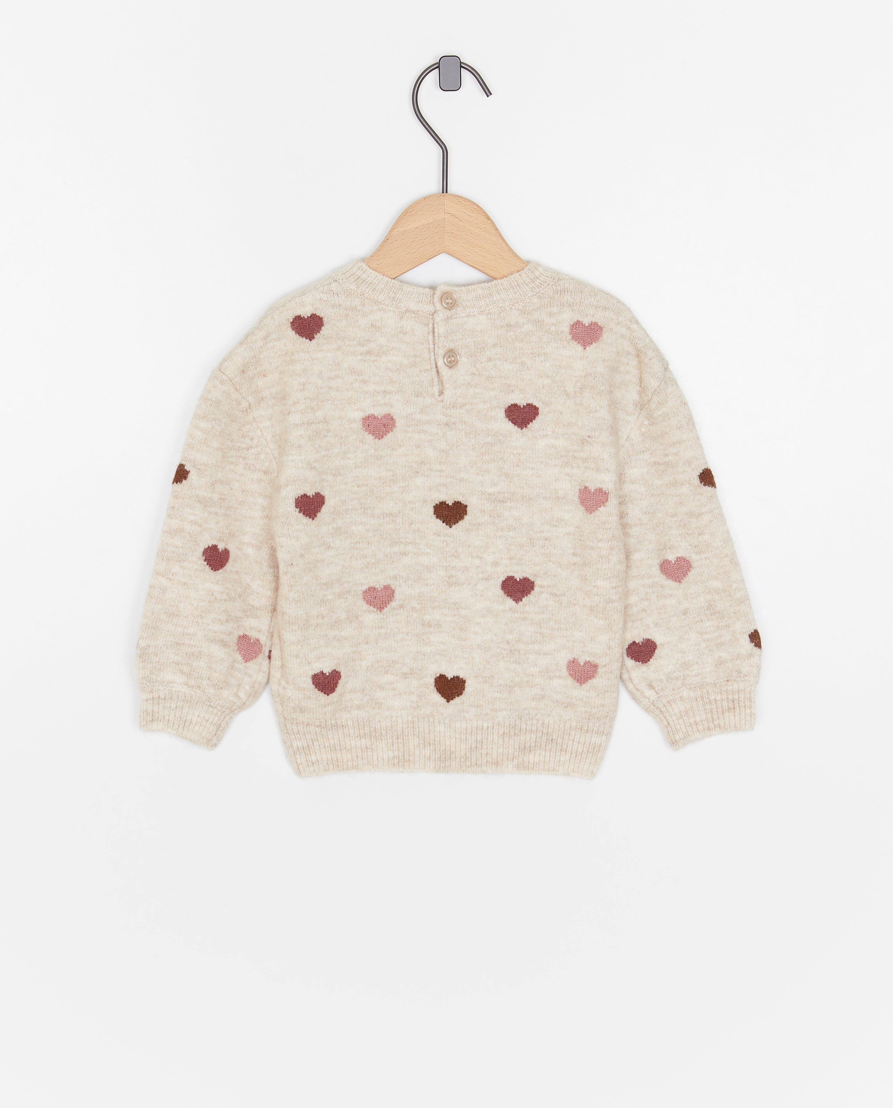Pull avec un motif &agrave; petits c&oelig;urs - D&eacute;tails du produit - beige - image num&eacute;ro 2