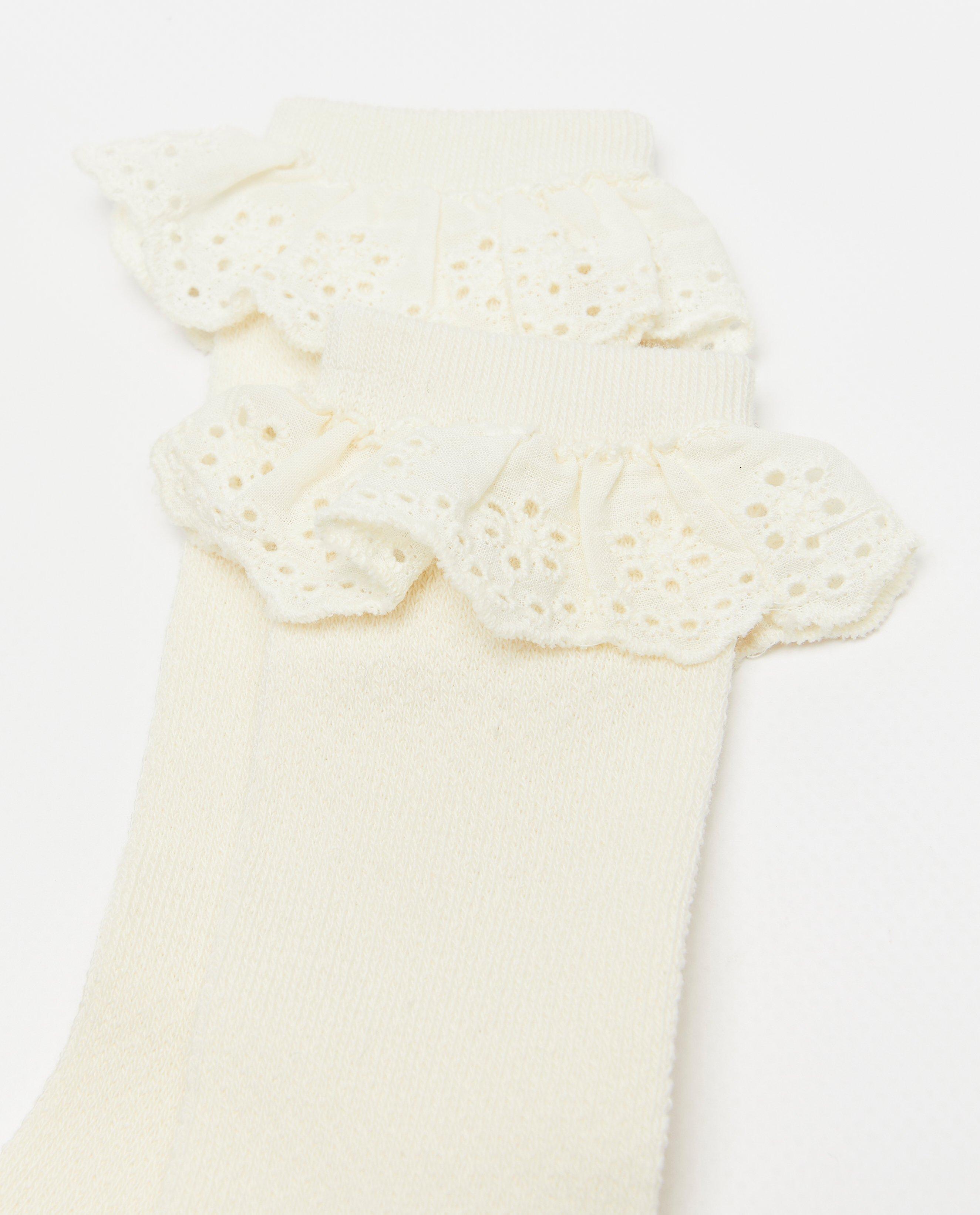 Chaussettes - Mi-bas avec de la broderie anglaise, bébés