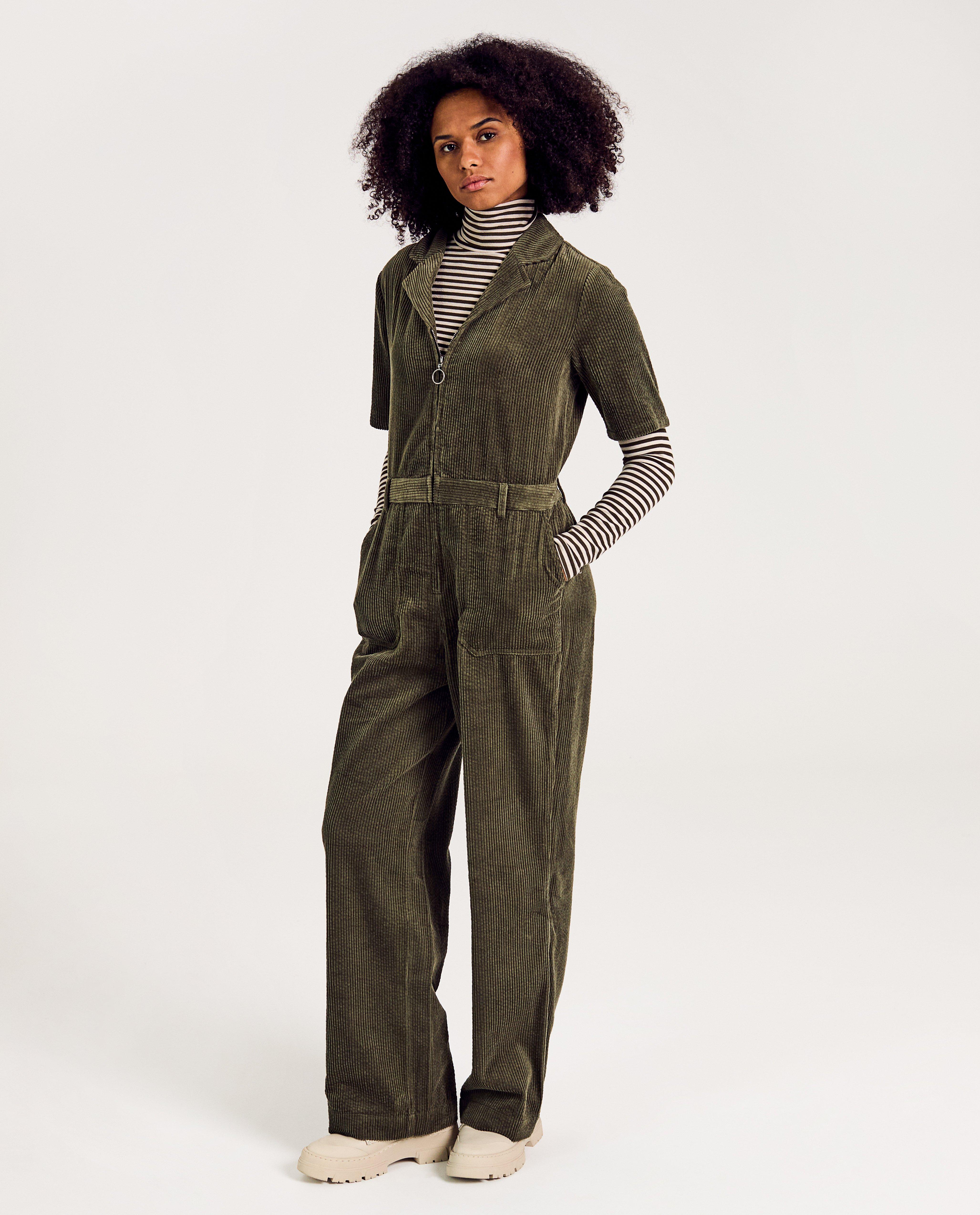 Jumpsuit - Jumpsuit van biokatoen met ribfluweel, dames