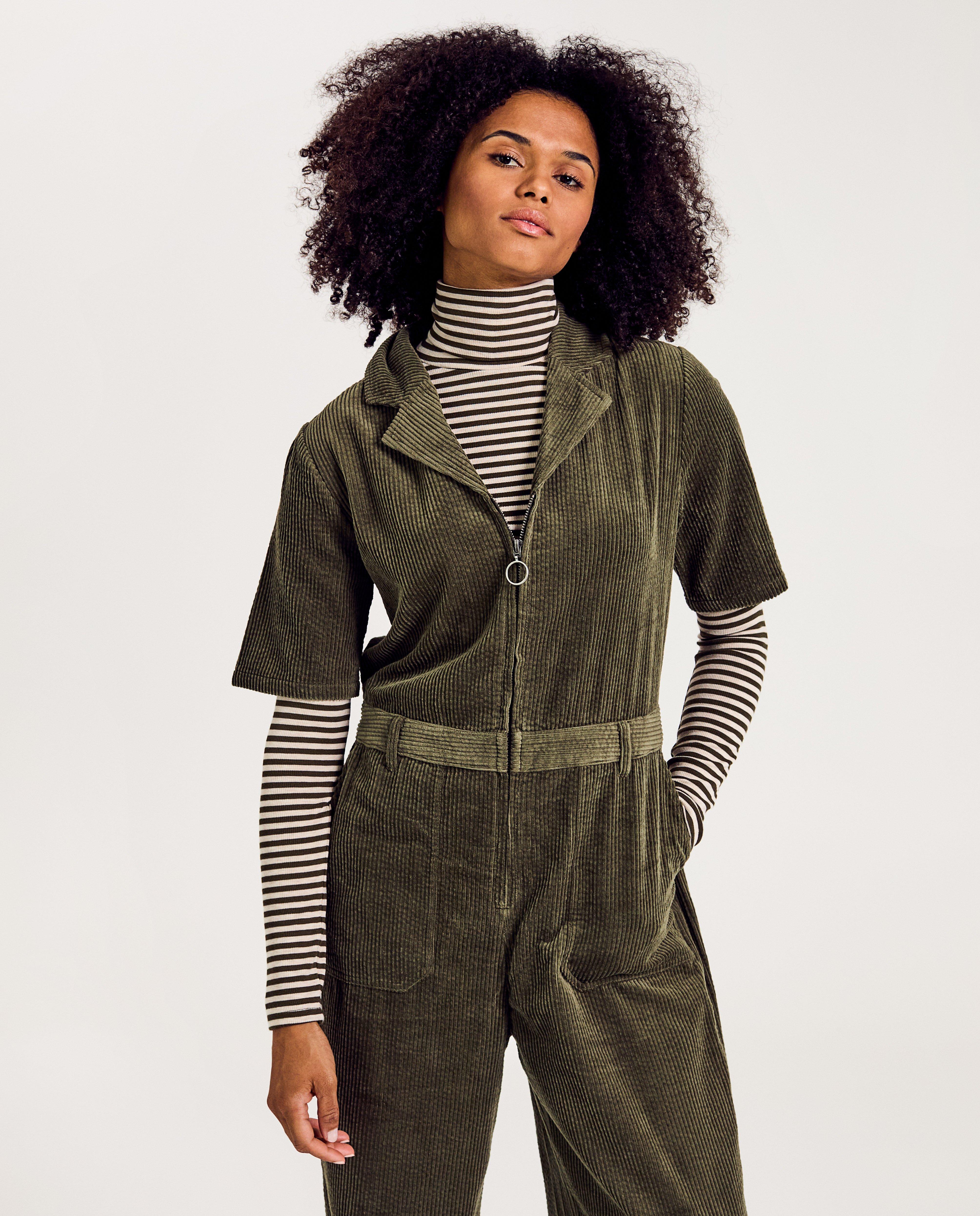 Jumpsuit - Jumpsuit van biokatoen met ribfluweel, dames