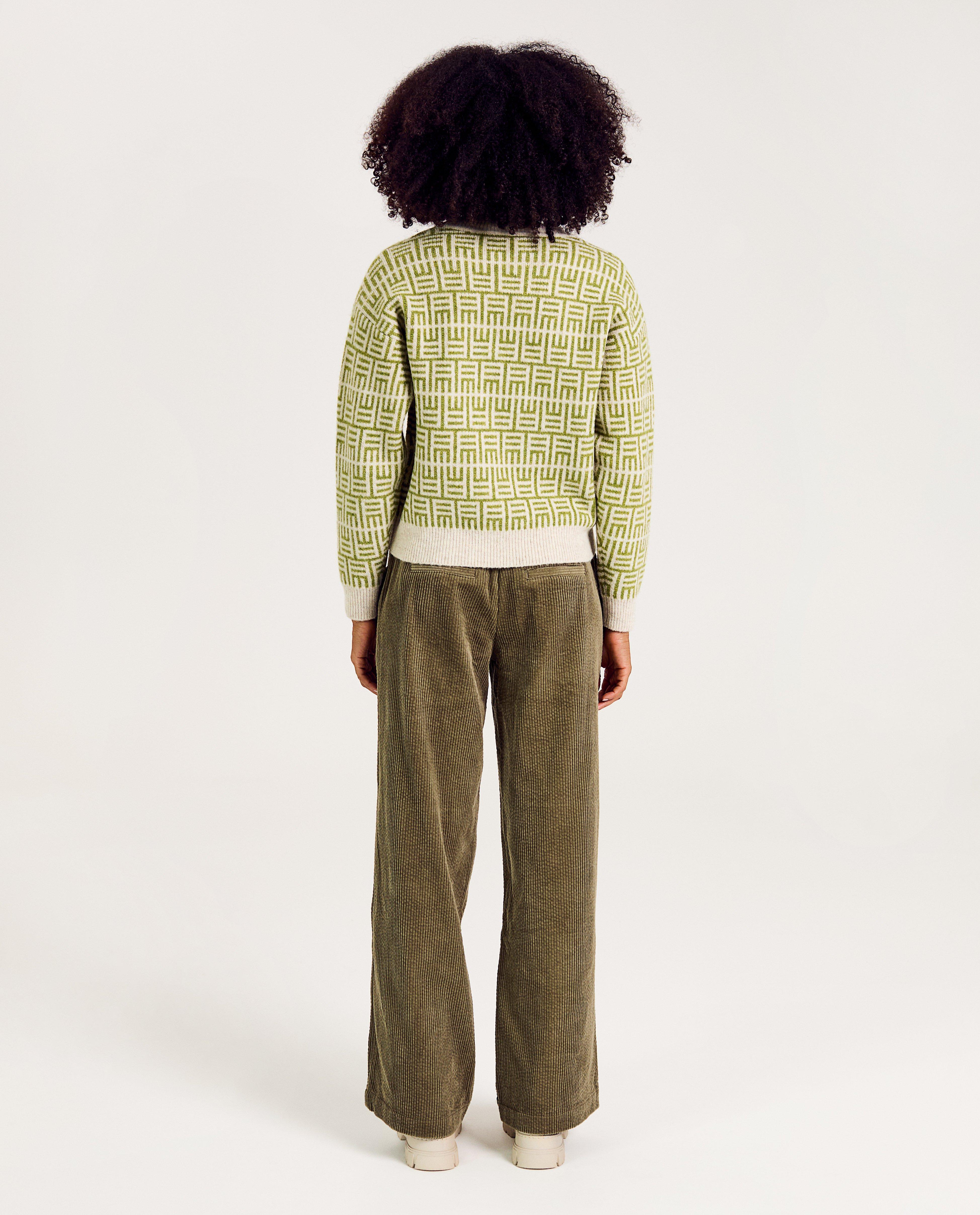 Pantalons - Pantalon en coton bio, coupe à jambes larges, femmes