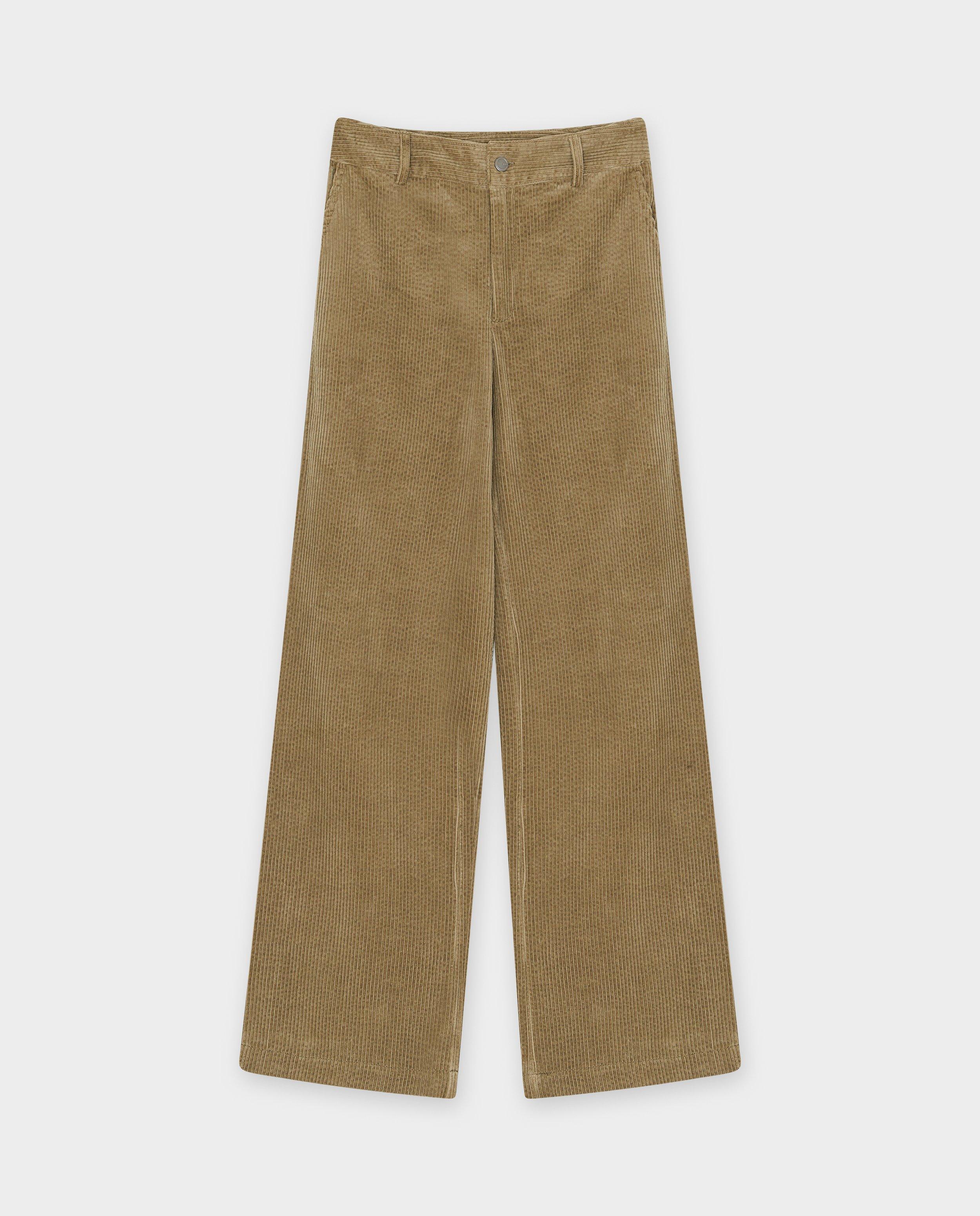 Pantalons - Pantalon en coton bio, coupe à jambes larges, femmes
