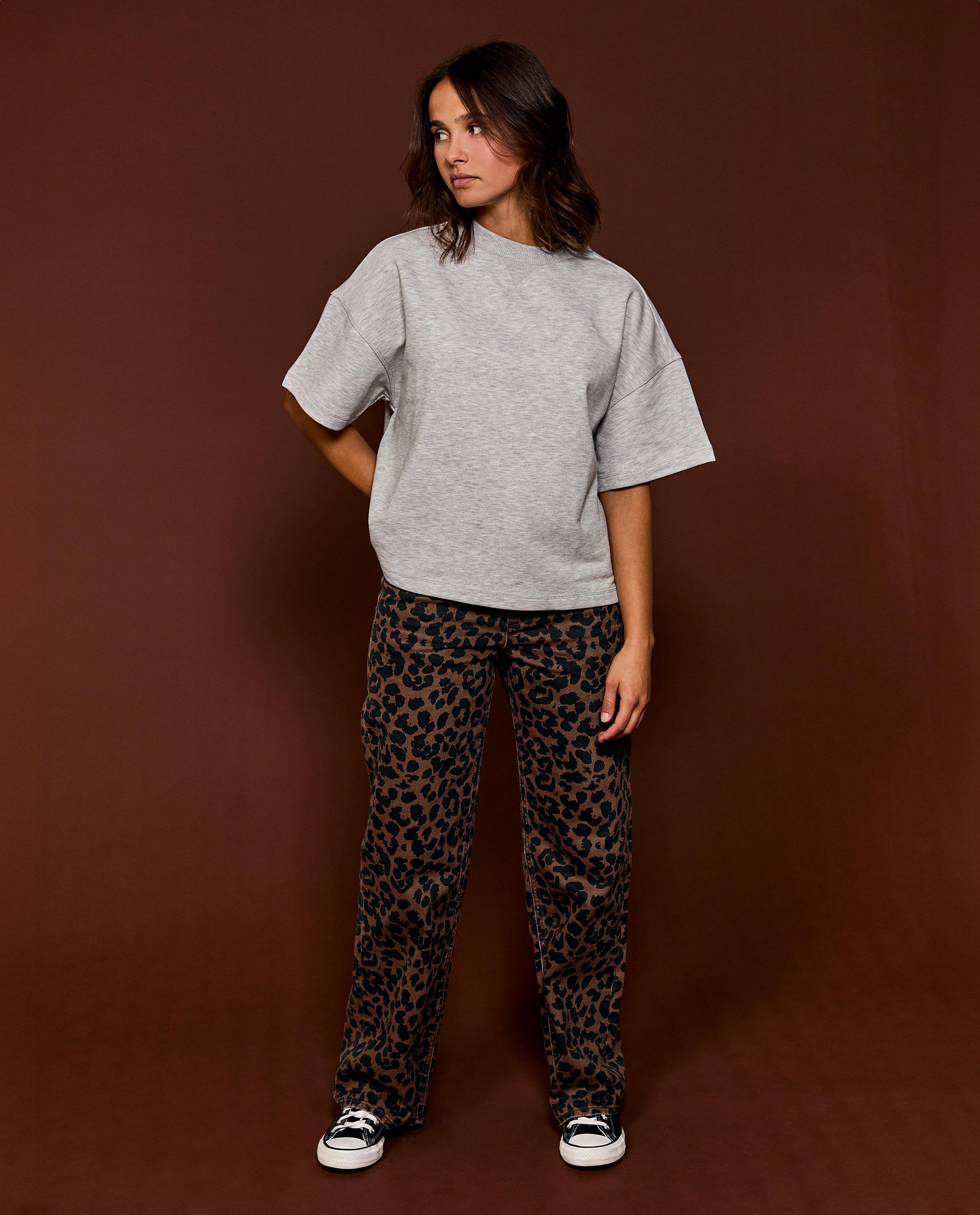 Broek met luipaardprint, straight fit - null - Groggy