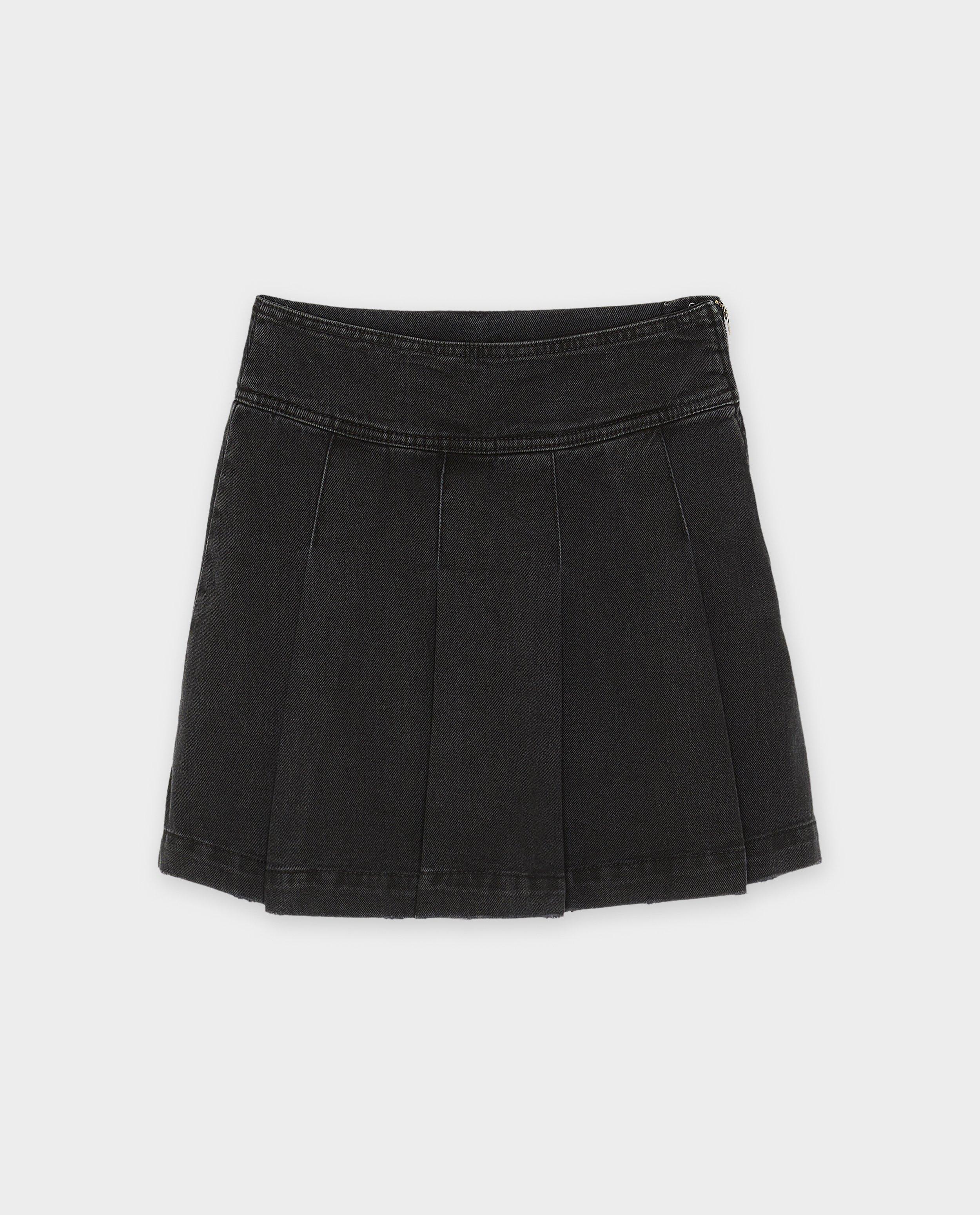 Rokken - Zwarte plooirok van jeans