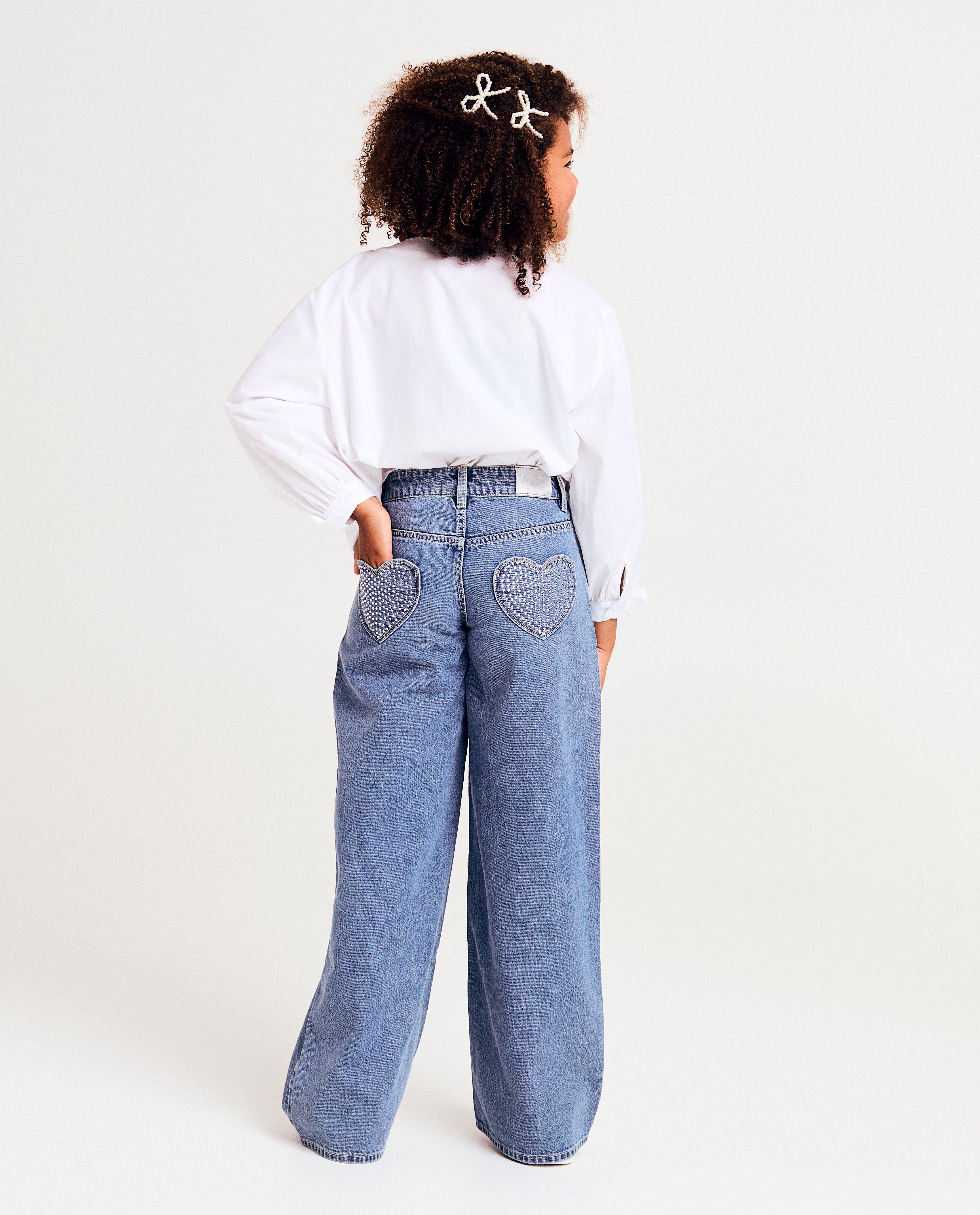 Blauwe jeans met strass-steentjes, wide fit - Product Detail - blauw - afbeelding nummer 2