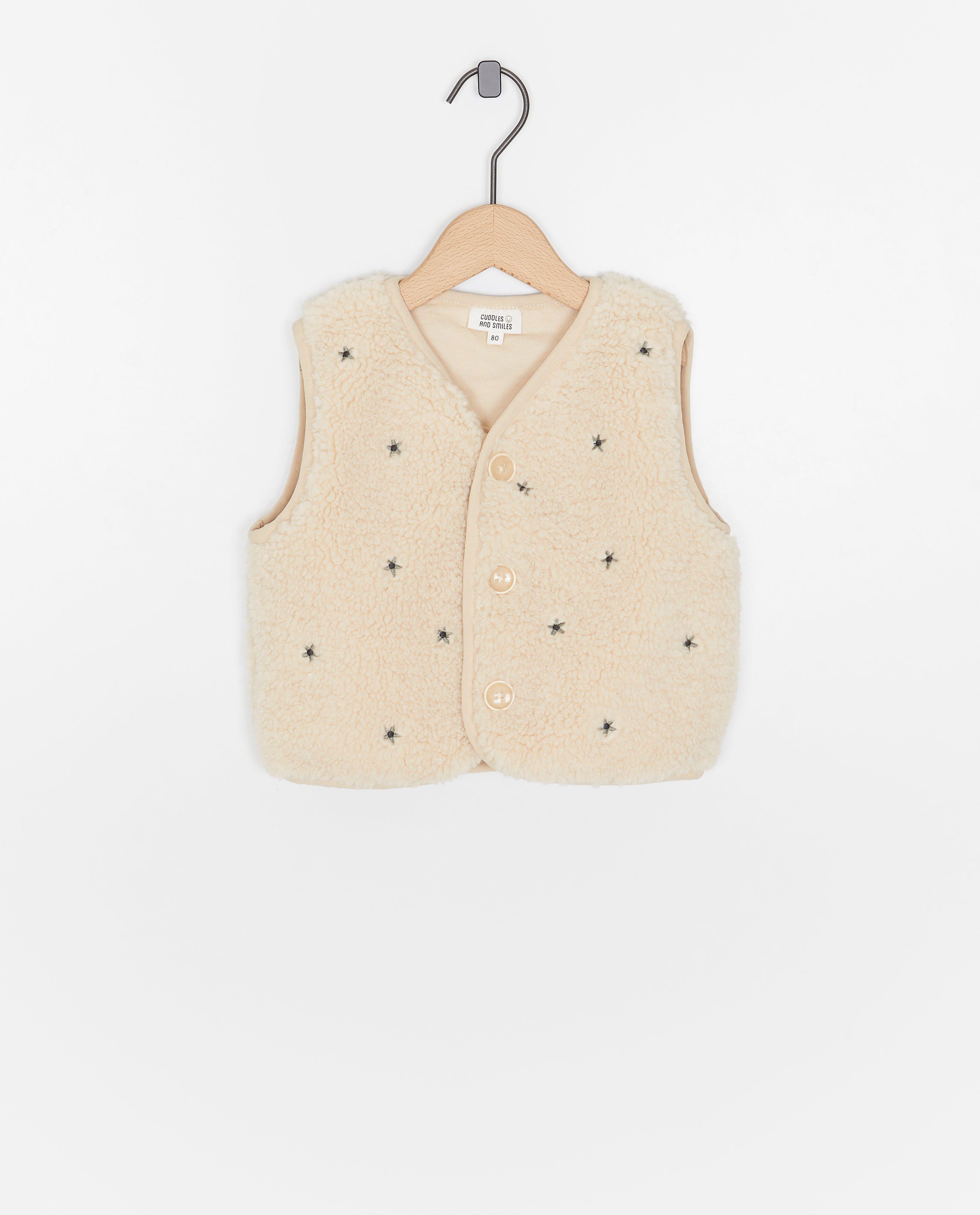 Teddy vest met geborduurde bloemen - Product Detail - lichtbeige - afbeelding nummer 4