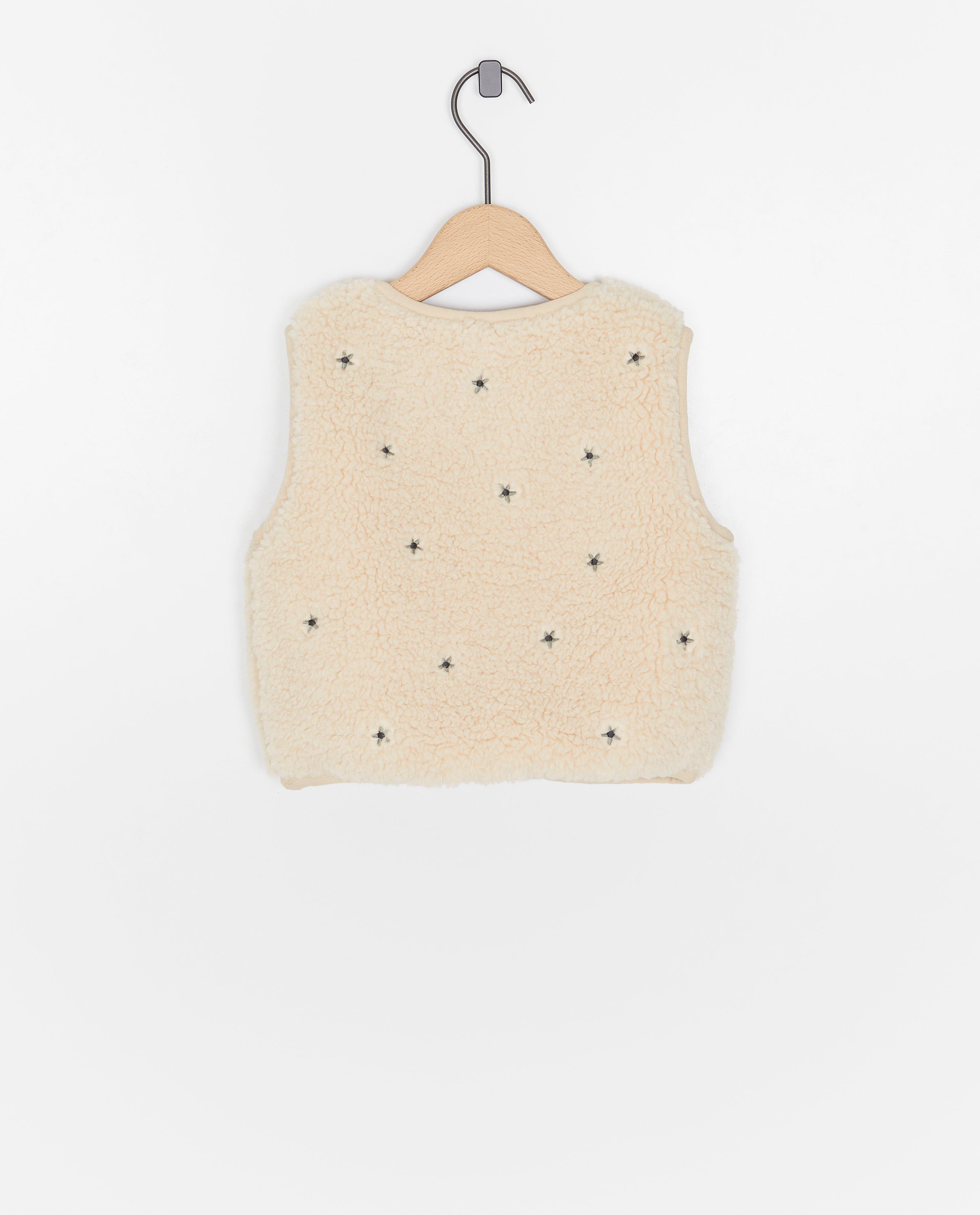 Teddy vest met geborduurde bloemen - Product Detail - lichtbeige - afbeelding nummer 5