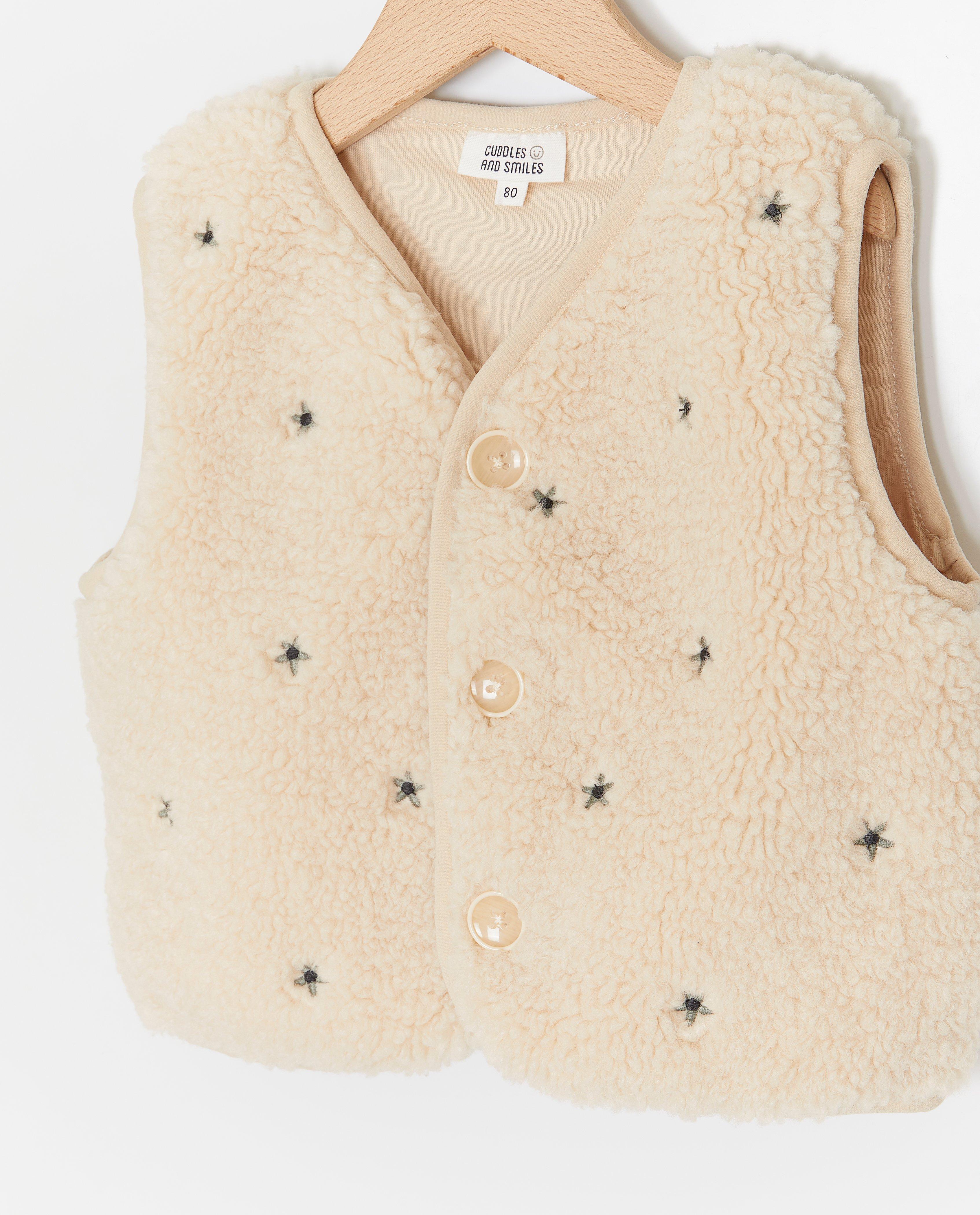 Teddy vest met geborduurde bloemen - Product Detail - lichtbeige - afbeelding nummer 6