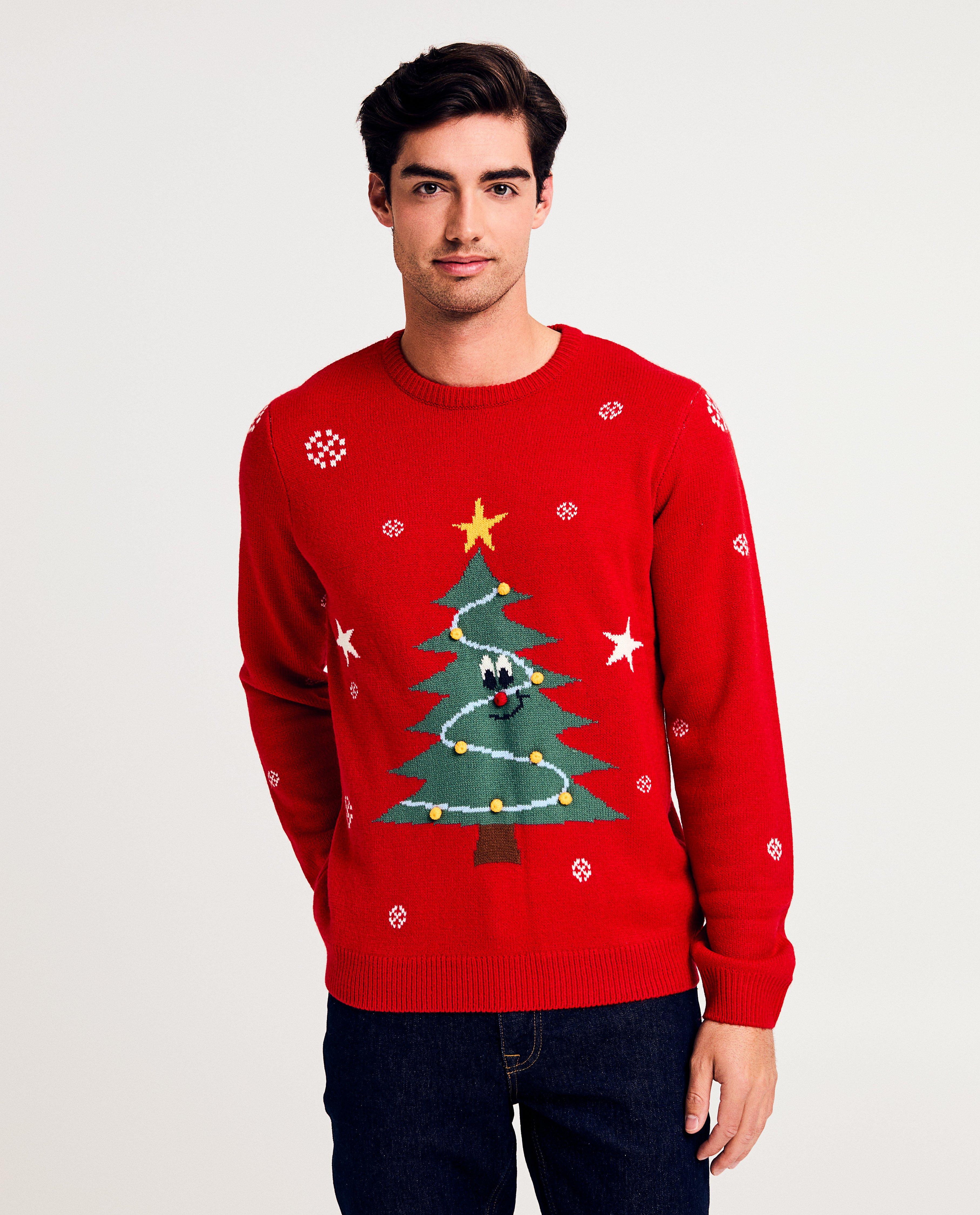 Trui met print en pompons, heren