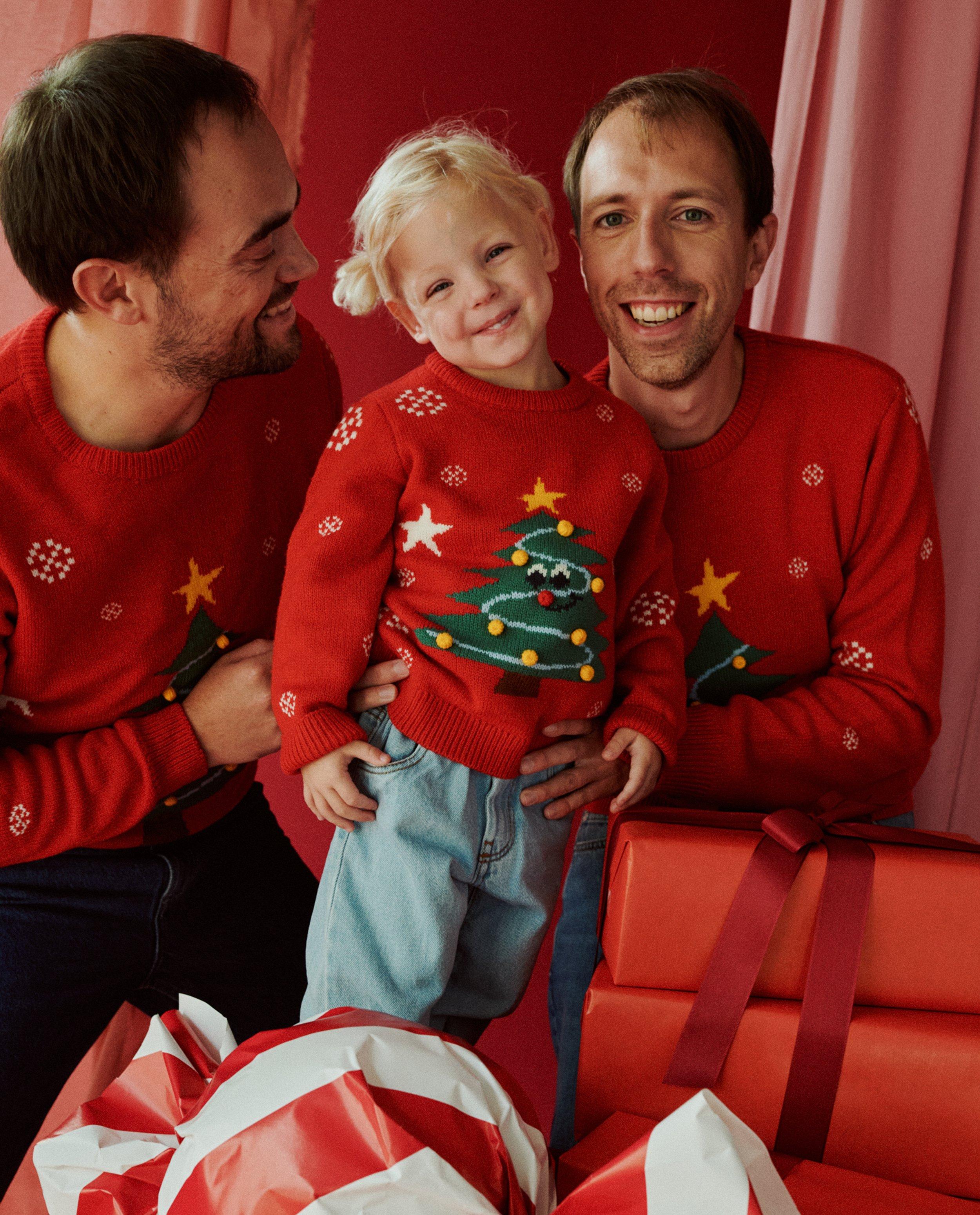 Trui met print en pompons, heren Familystories JBC België België