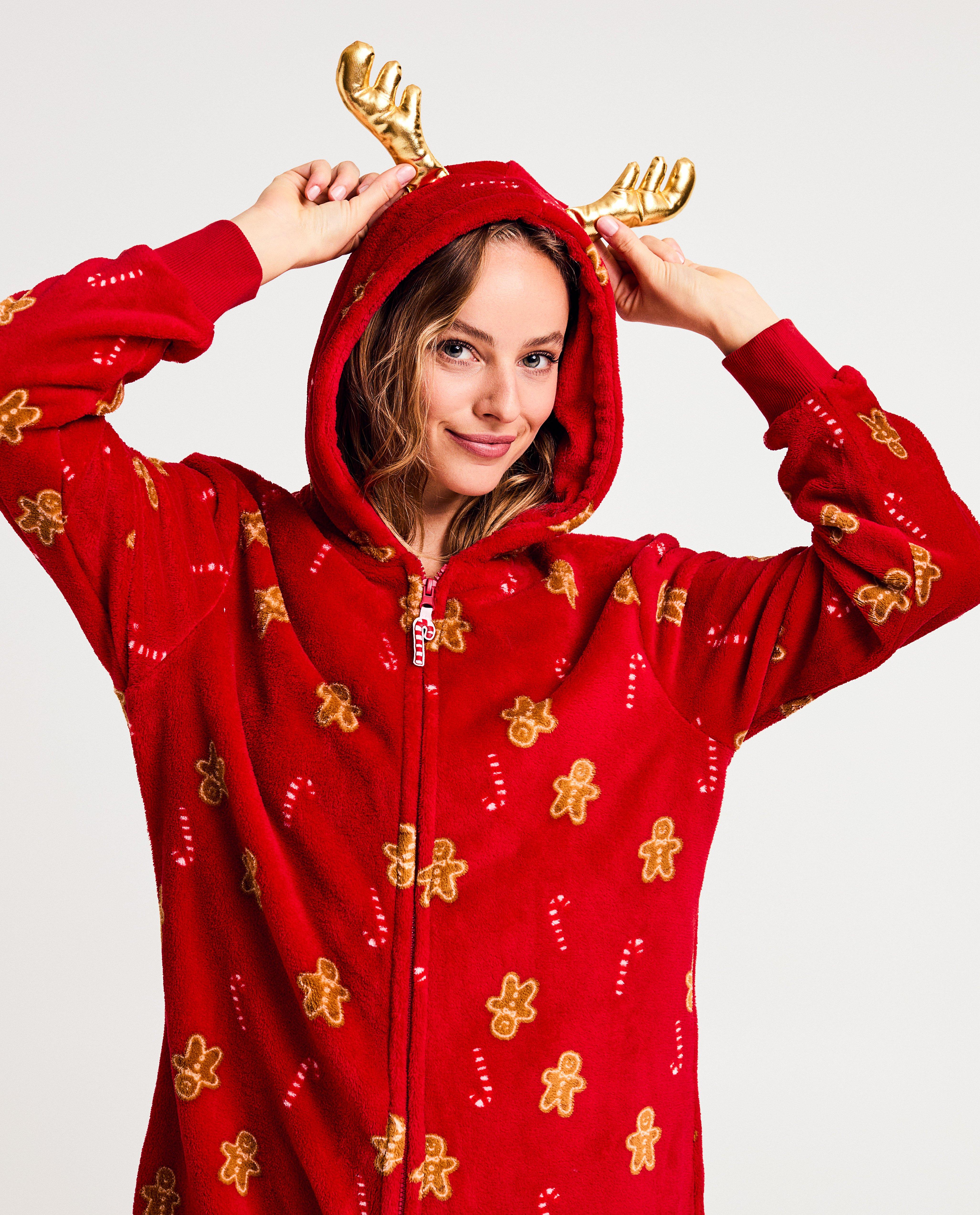 Nachtkleding - Fleece onesie met print, dames