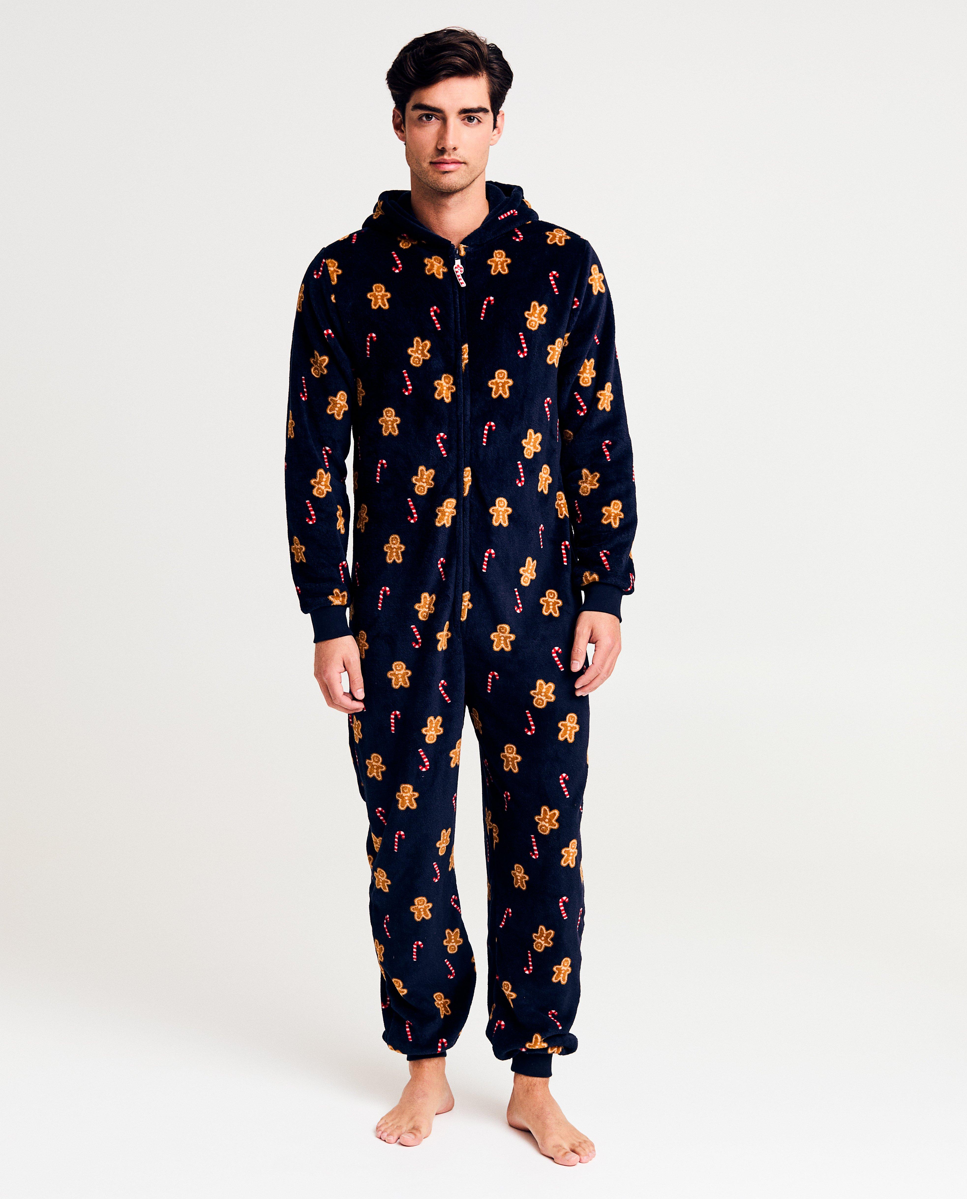 Fleece onesie met print, heren - null - Familystories