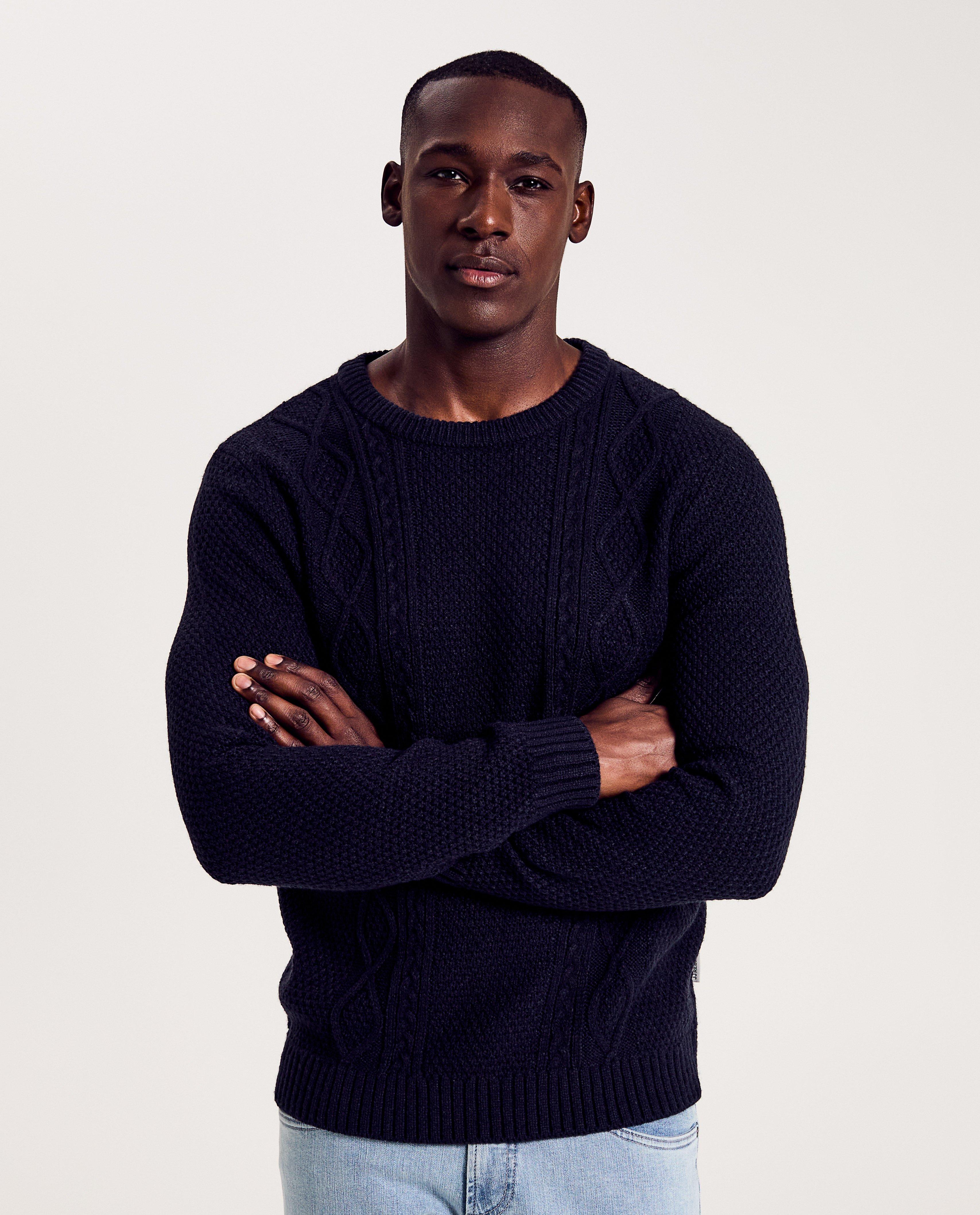 Trui met kabelpatroon - Product Detail - donkerblauw - afbeelding nummer 1